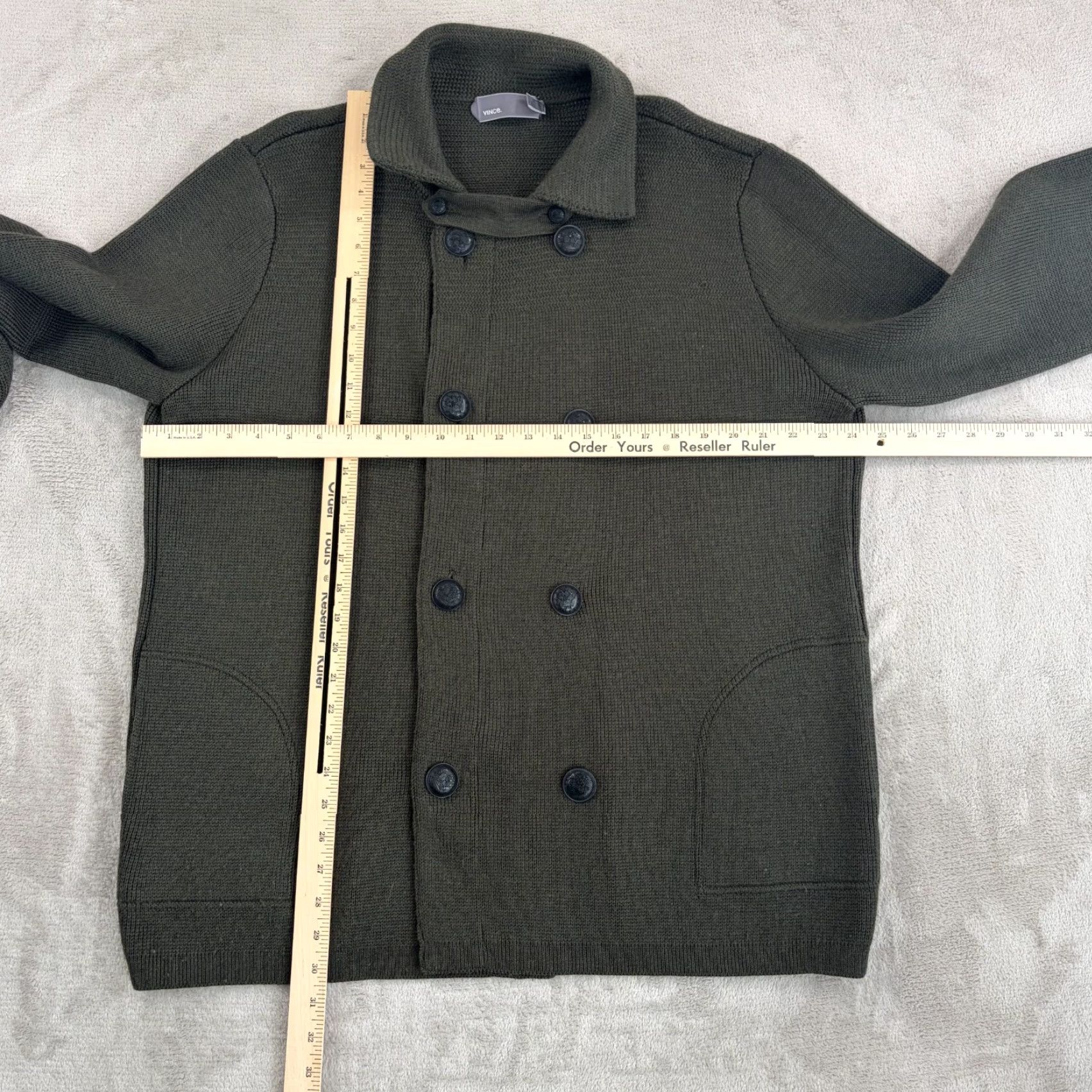 Vince Vince Wool Double Breasted Peacoat Jacket Military Green Men XL Coat Size US XL / EU 56 / 4 - 6 Thumbnail