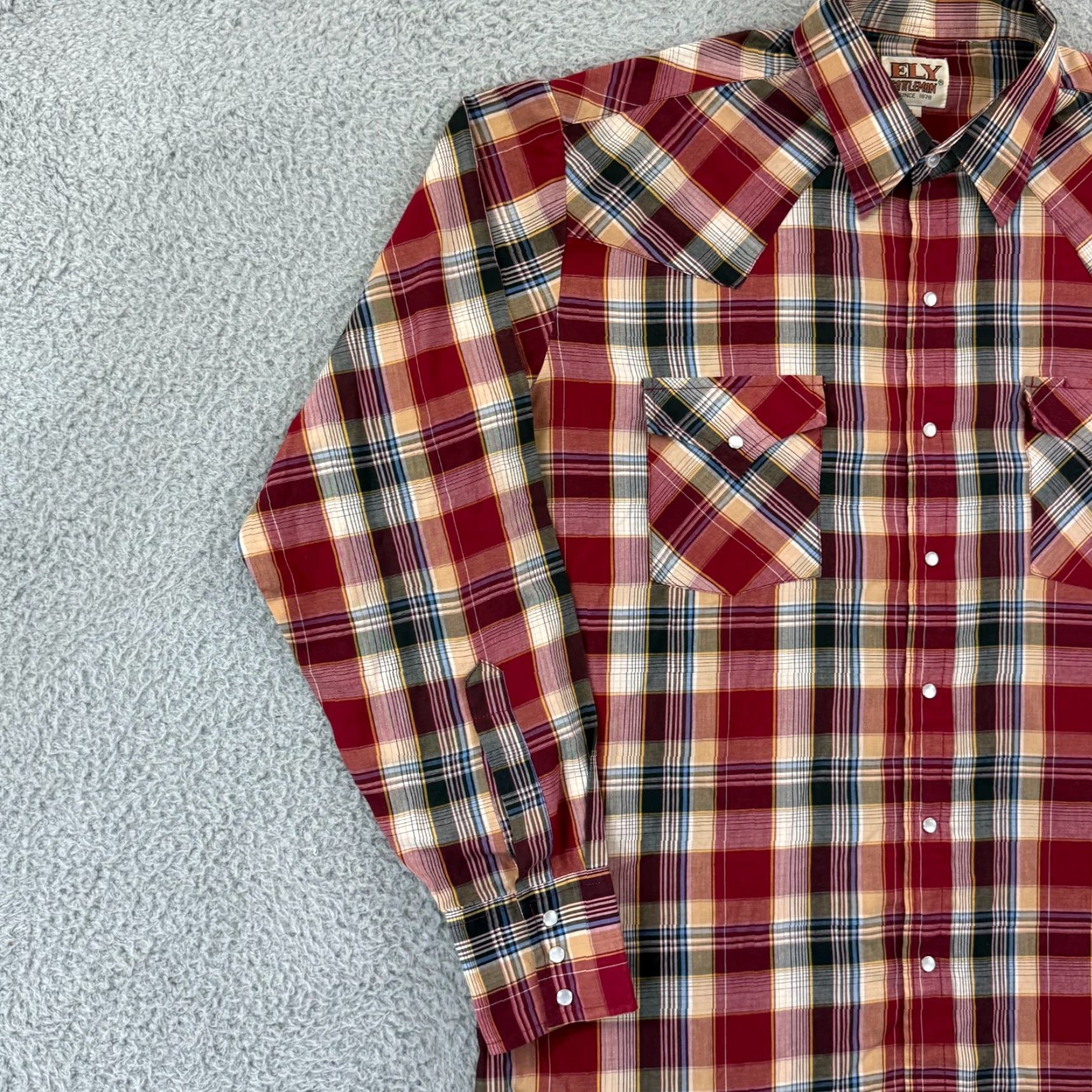 Vintage VINTAGE Ely Cattleman Pearl Snap Shirt Mens L Red Plaid Long Sleeve 80s Western Size US L / EU 52-54 / 3 - 5 Thumbnail