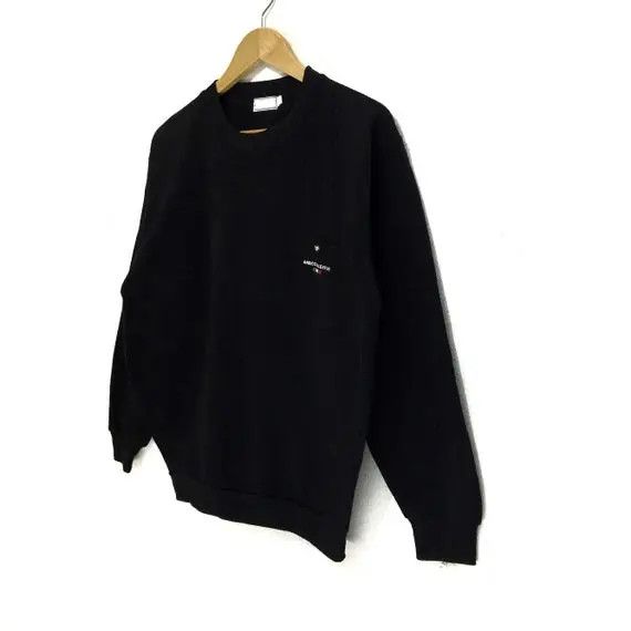 Vintage Vintage ANRICO VALENTINO Spell Out Pocket Black Sweatshirt Size US M / EU 48-50 / 2 - 4 Thumbnail