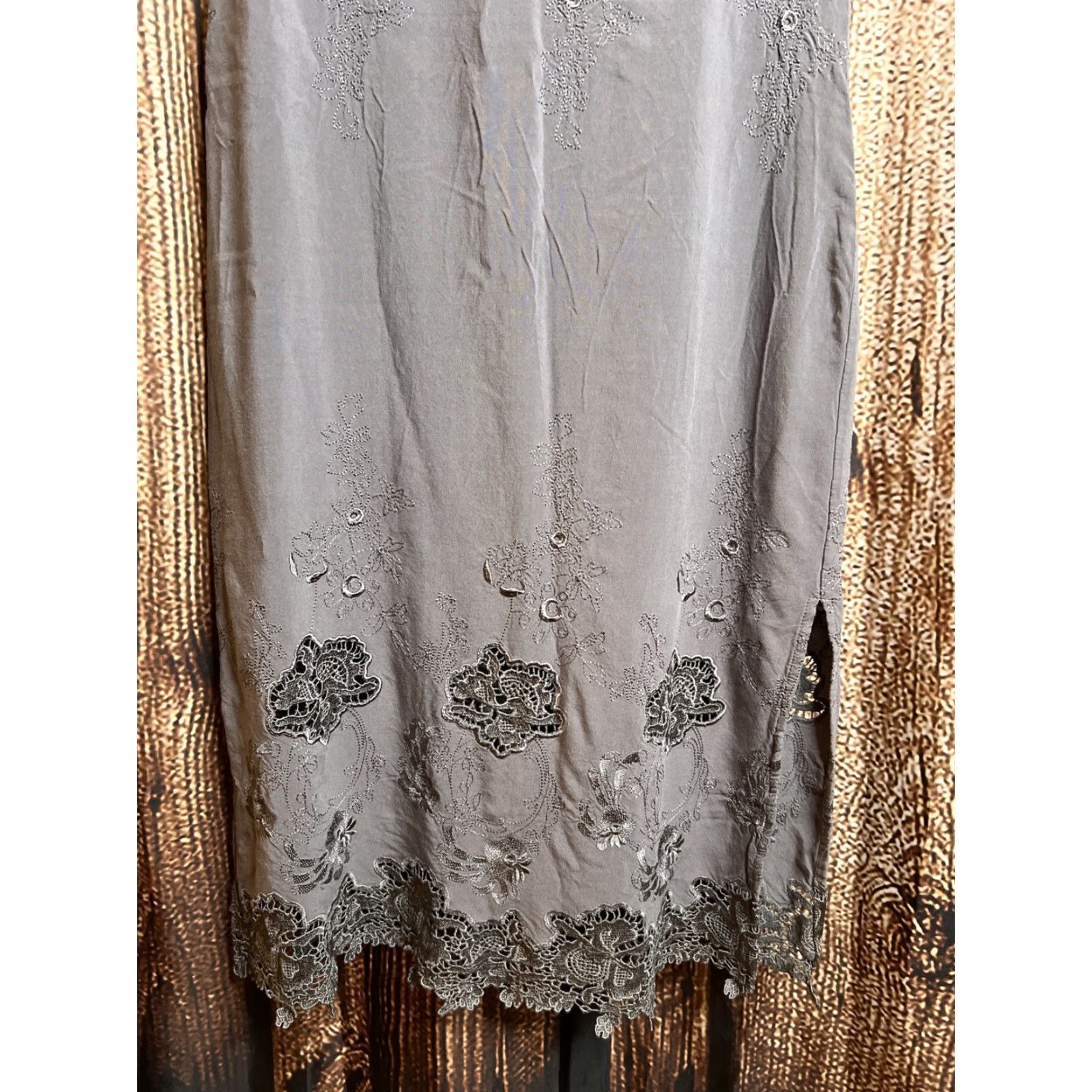 Vintage Sundance Dress Size 6 Gray Embroidered Womens Rayon Size M / US 6-8 / IT 42-44 - 2 Thumbnail