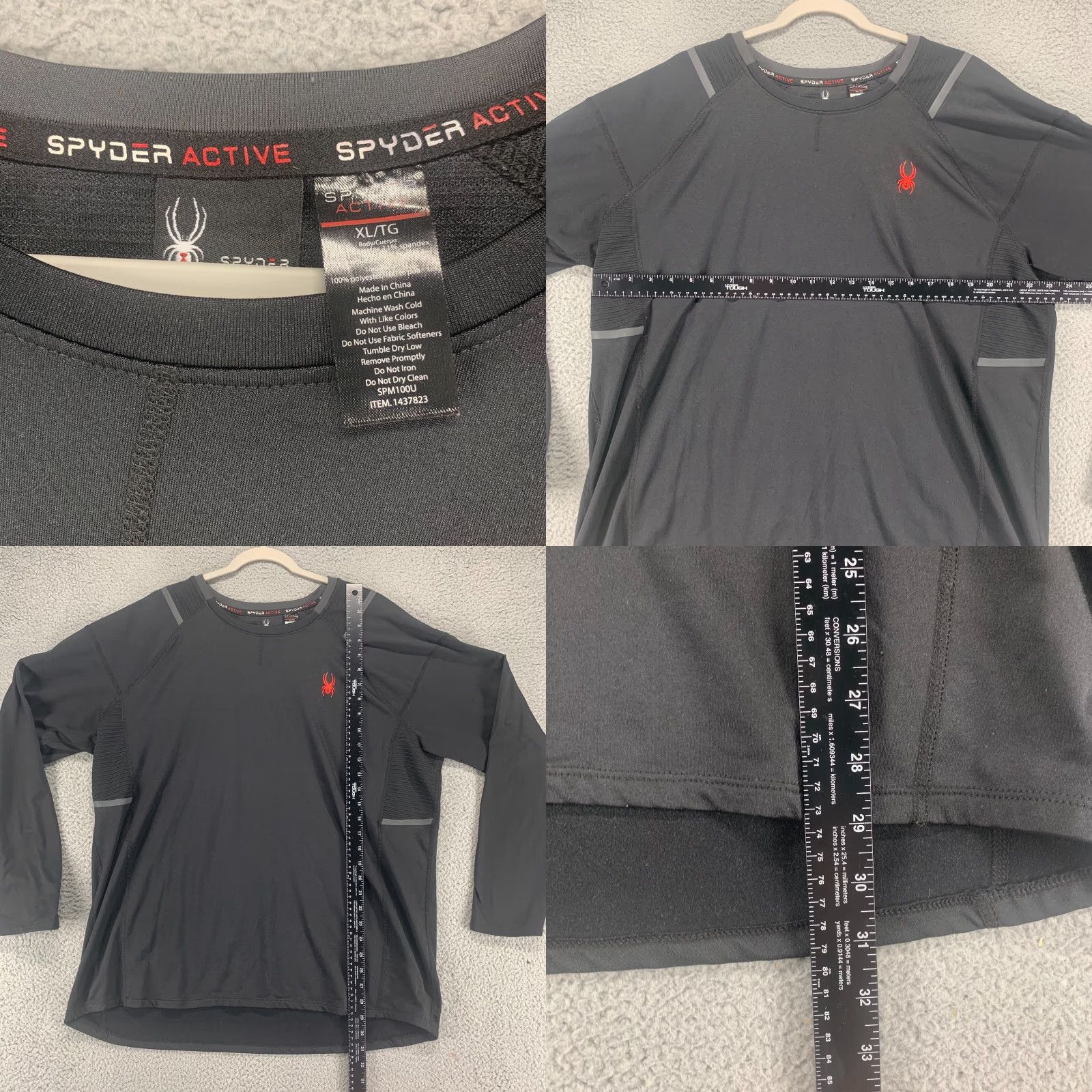 Spyder Spyder Shirt Mens XL Black Long Sleeve Active Stretch Performance Pullover ProwB Size US XL / EU 56 / 4 - 8 Thumbnail