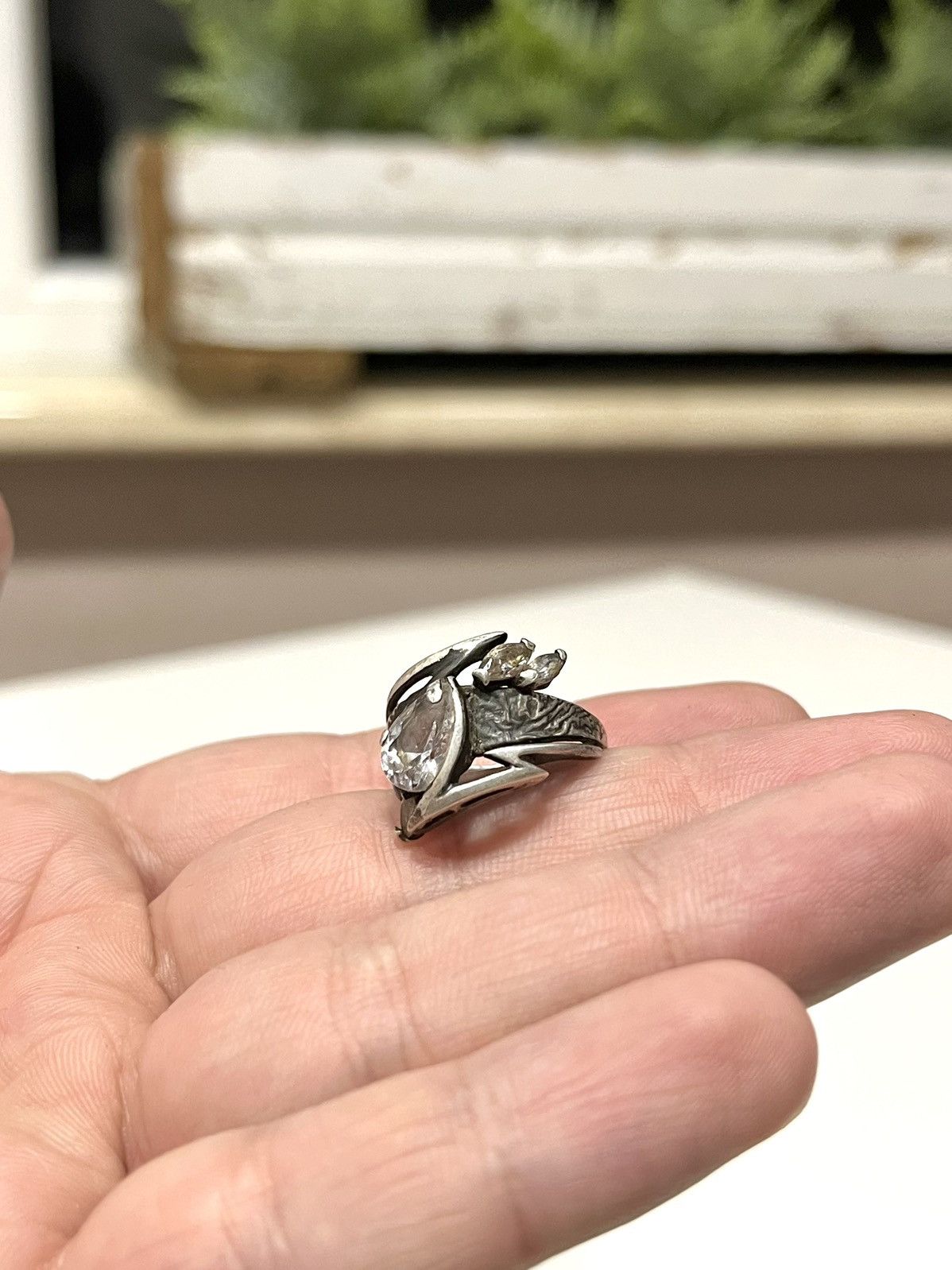 Vintage ★0% TAX★ Y2K 7US 925 STERLING SILVER FIANIT RING CHROME Size ONE SIZE - 2 Thumbnail