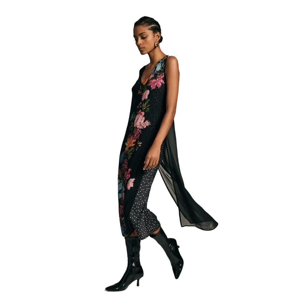 Anthropologie Anthropologie Layered Sleeveless Dress Black Floral Motif NW Size XS / US 0-2 / IT 36-38 - 11 Thumbnail