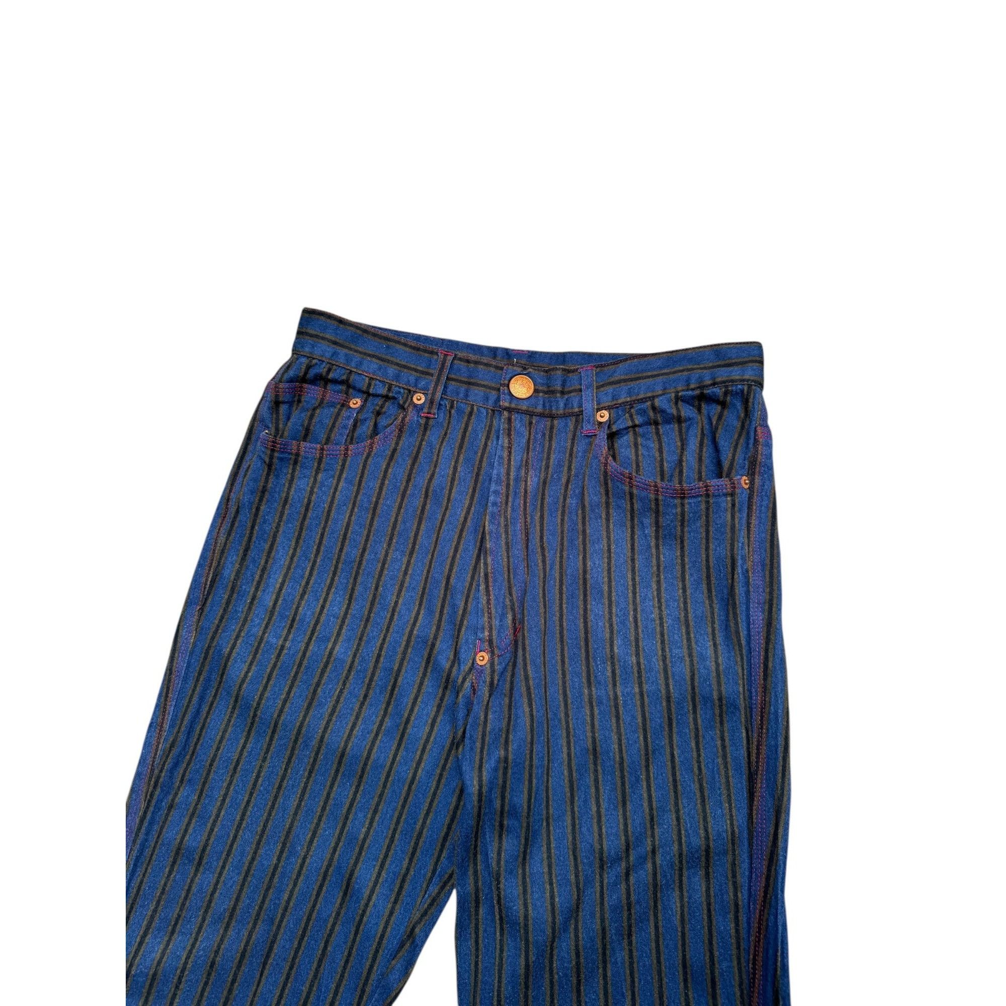 Jean Paul Gaultier Vintage Blue Striped Trousers Size 26" / US 2 / IT 38 - 2 Thumbnail