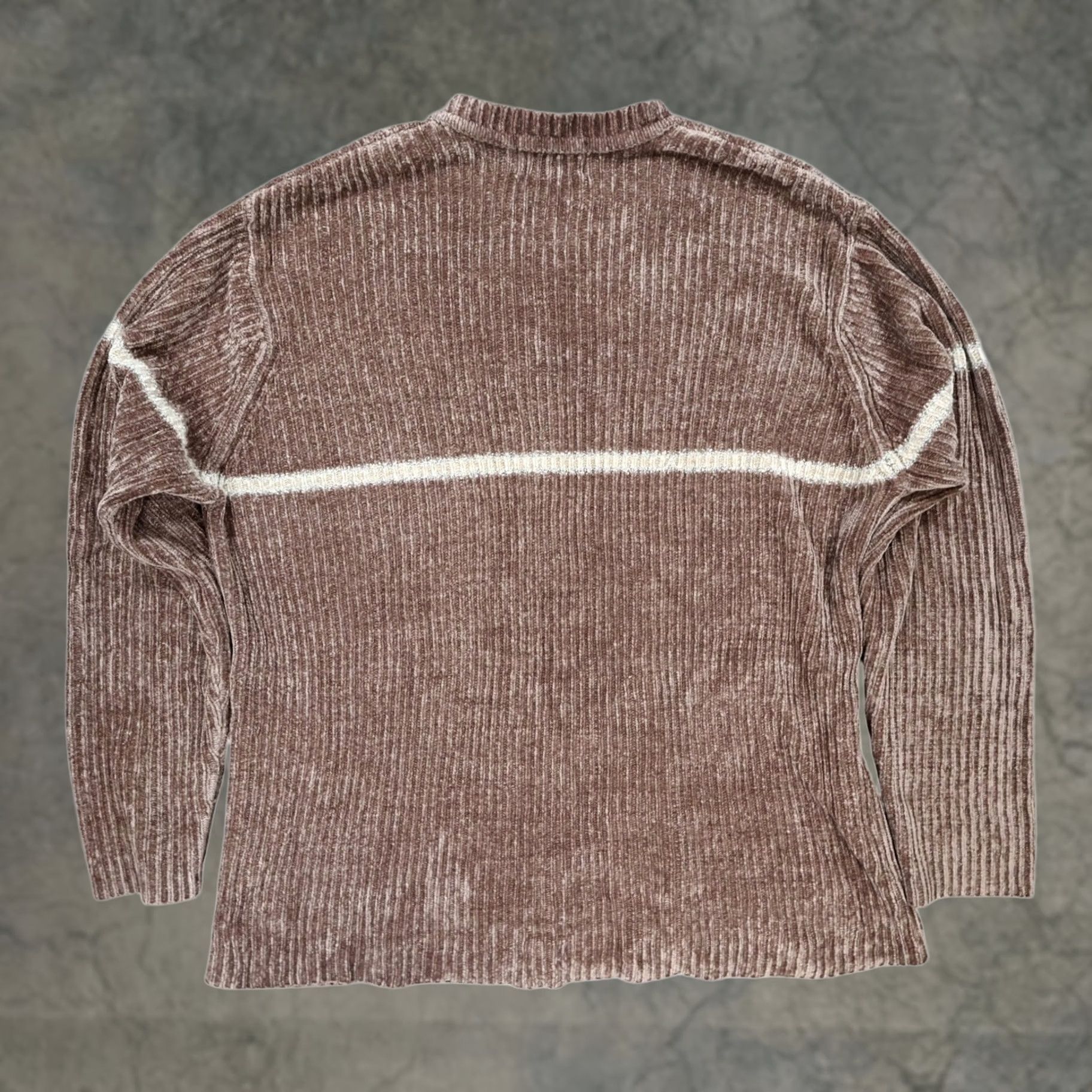 Croft & Barrow Croft & Barrow Sweater Mens XLT Brown Chenille Ribbed V-Neck Striped Size US XL / EU 56 / 4 - 1 Thumbnail