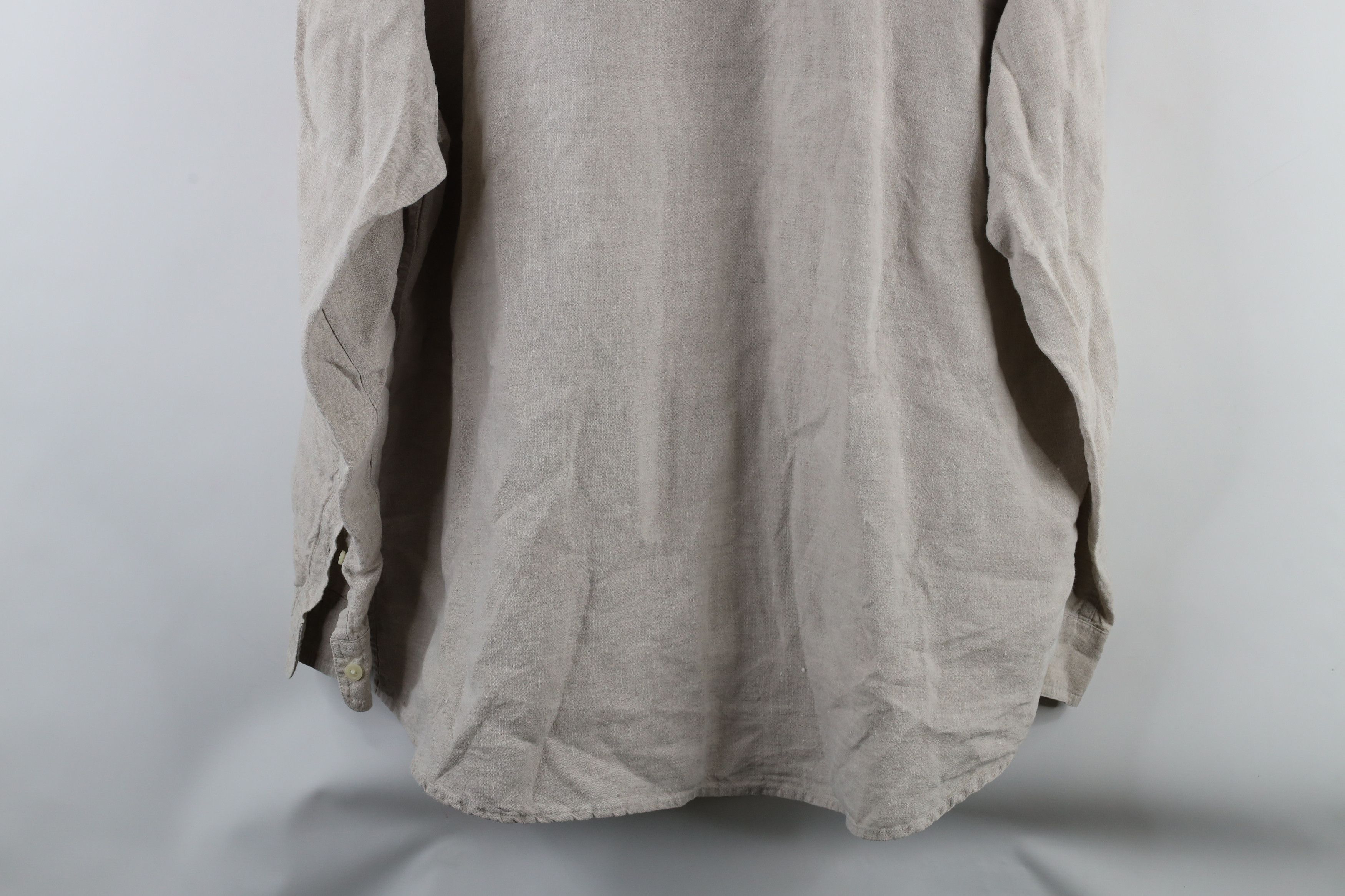 Vintage Vintage 90s Streetwear Fit Linen Collared Button Shirt Beige Size US XL / EU 56 / 4 - 11 Thumbnail