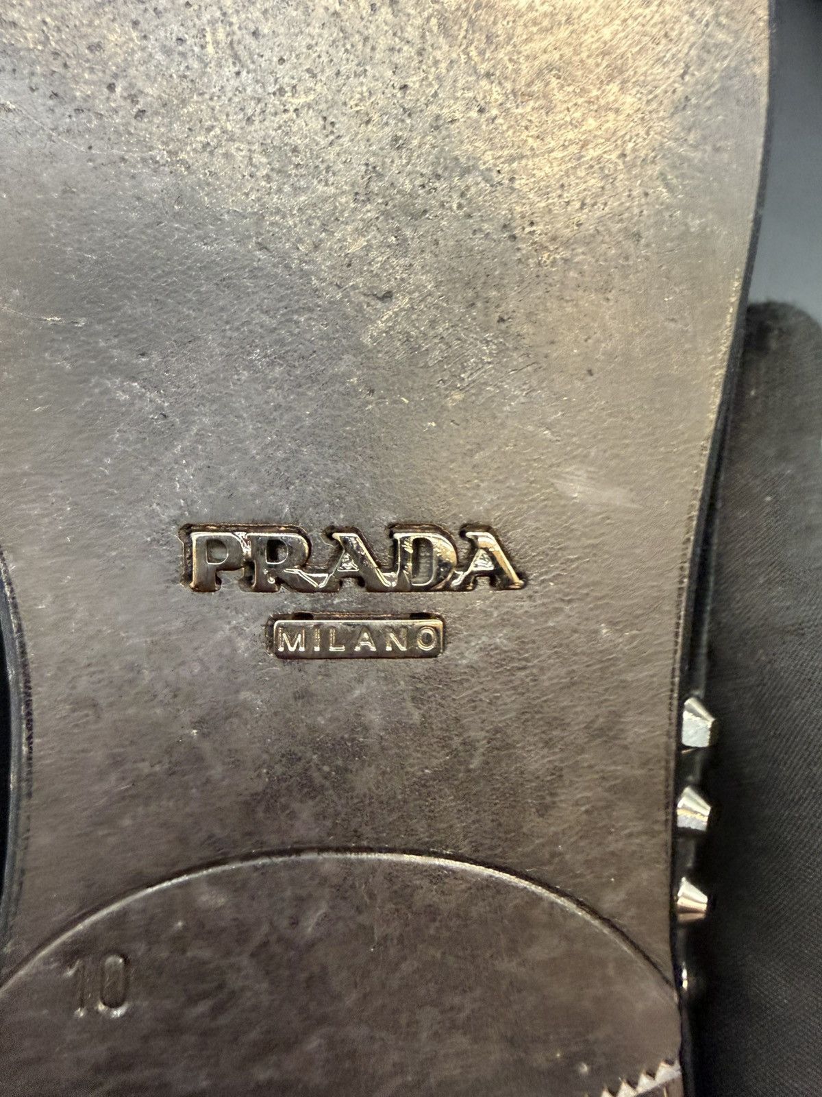 Prada PRADA Velluto Stud Smoking Loafer Black Velvet-Silver Studs Size US 11 / EU 44 - 18 Thumbnail