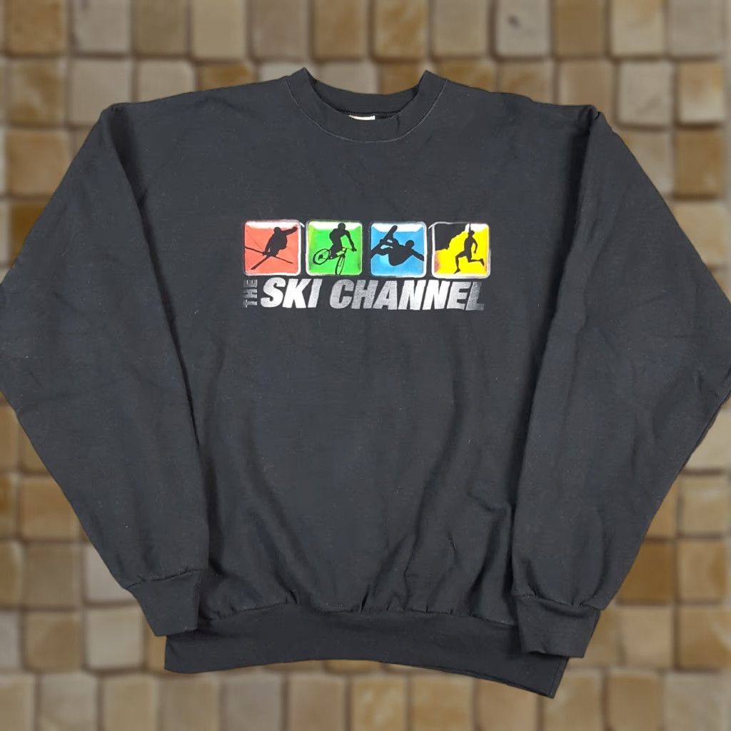 Hanes VINTAGE Hanes Ski Channel Extreme Sports Shirt Mens L Black Crewneck Pullover Sweatshirt 90s Skiing College Retro USA Graphic Print Size US L / EU 52-54 / 3 - 1 Thumbnail