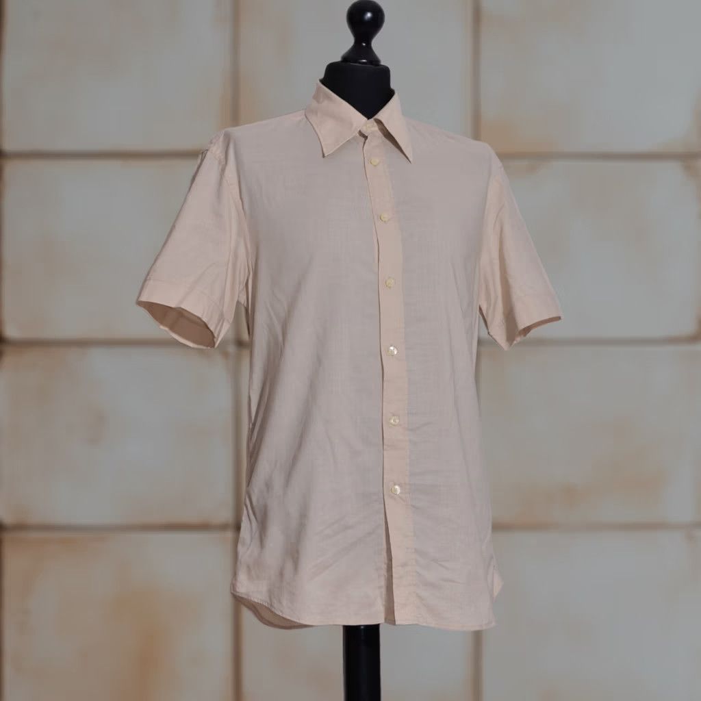 Dolce & Gabbana Dolce & Gabbana Shirt Button-Up Short Sleeve Cotton Beige Size M Men Size US M / EU 48-50 / 2 - 1 Thumbnail