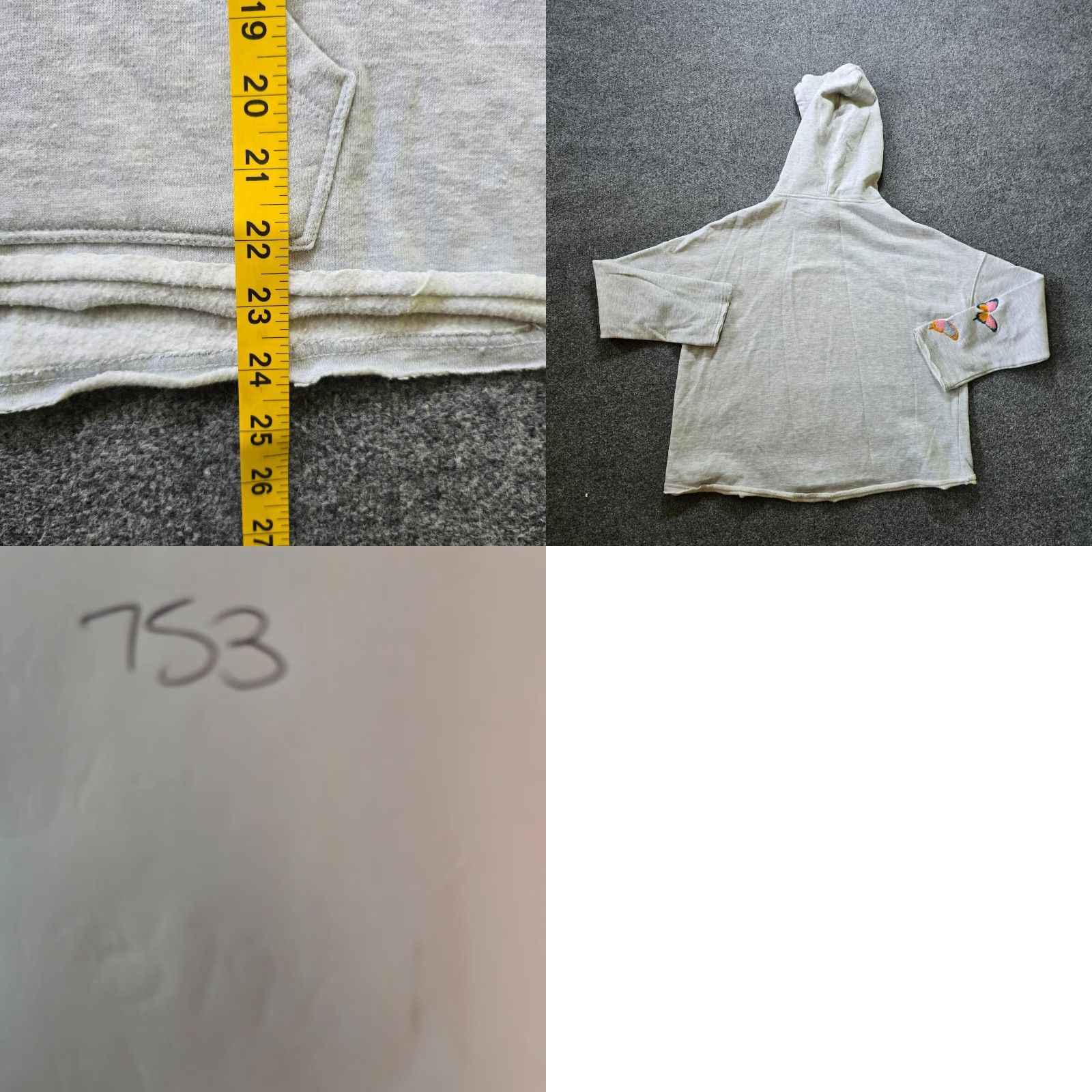 Betsey Johnson Betsey Johnson Sweatshirt Womens Size Medium Gray Embroidered Butterfly Hoodie Size M / US 6-8 / IT 42-44 - 8 Thumbnail