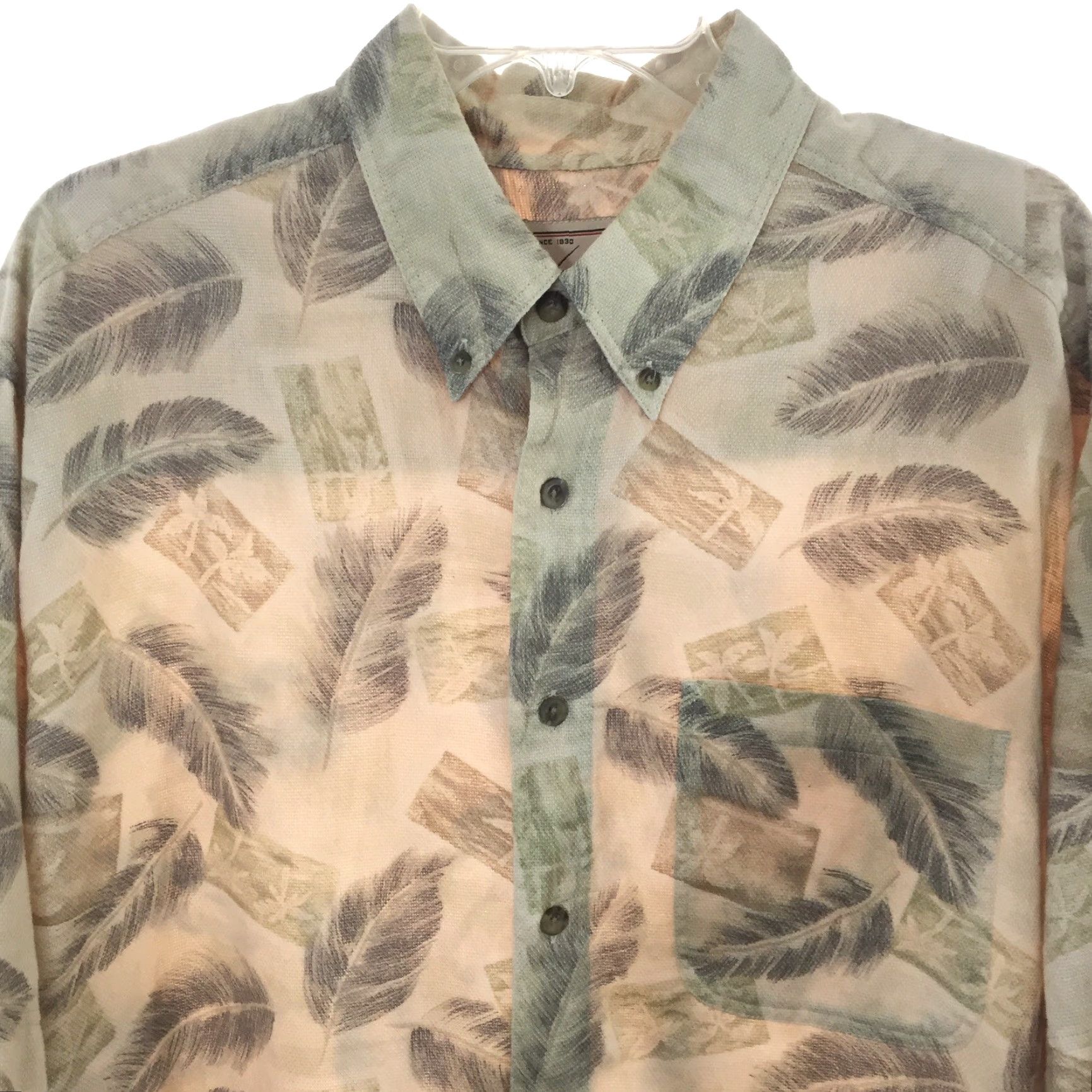 Vintage Woolrich Shirt Mens XL Beige Floral Short Sleeve Lightweight Knit Button Up Size US XL / EU 56 / 4 - 3 Thumbnail