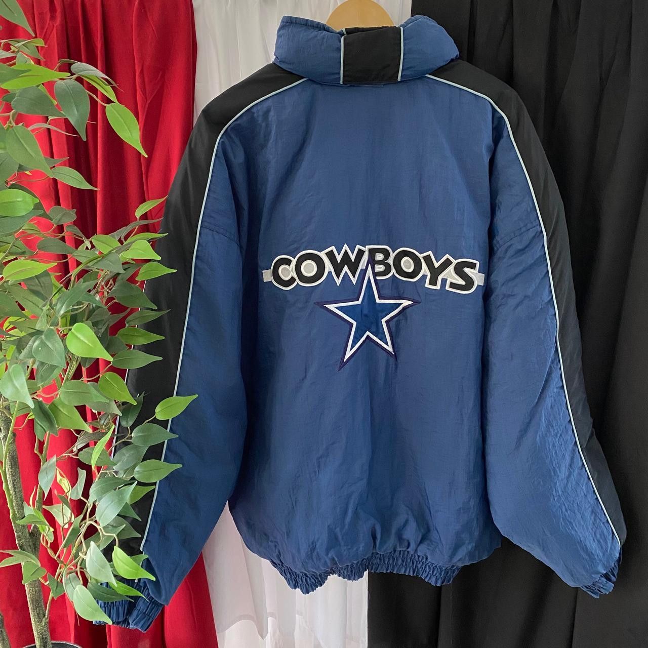 image of Vintage Logo Athletic Nfl Dallas Cowboys Puffer Jacket in Navy, Men's (Size 2XL)