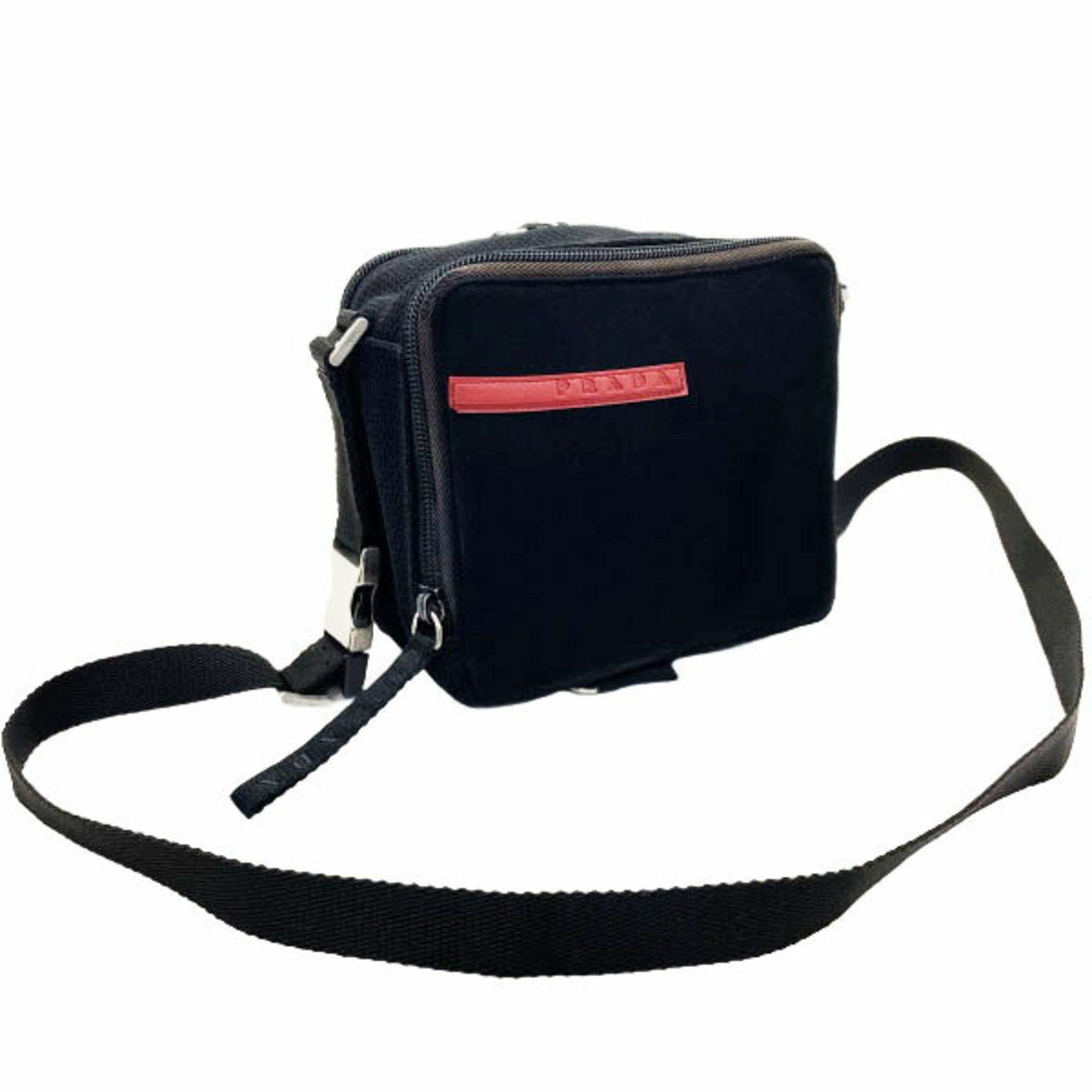 image of Prada Shoulder Bag Sports Line Neoprene Nylon Black Prada Sport Crossbody Pochette Handbag Back Hh-