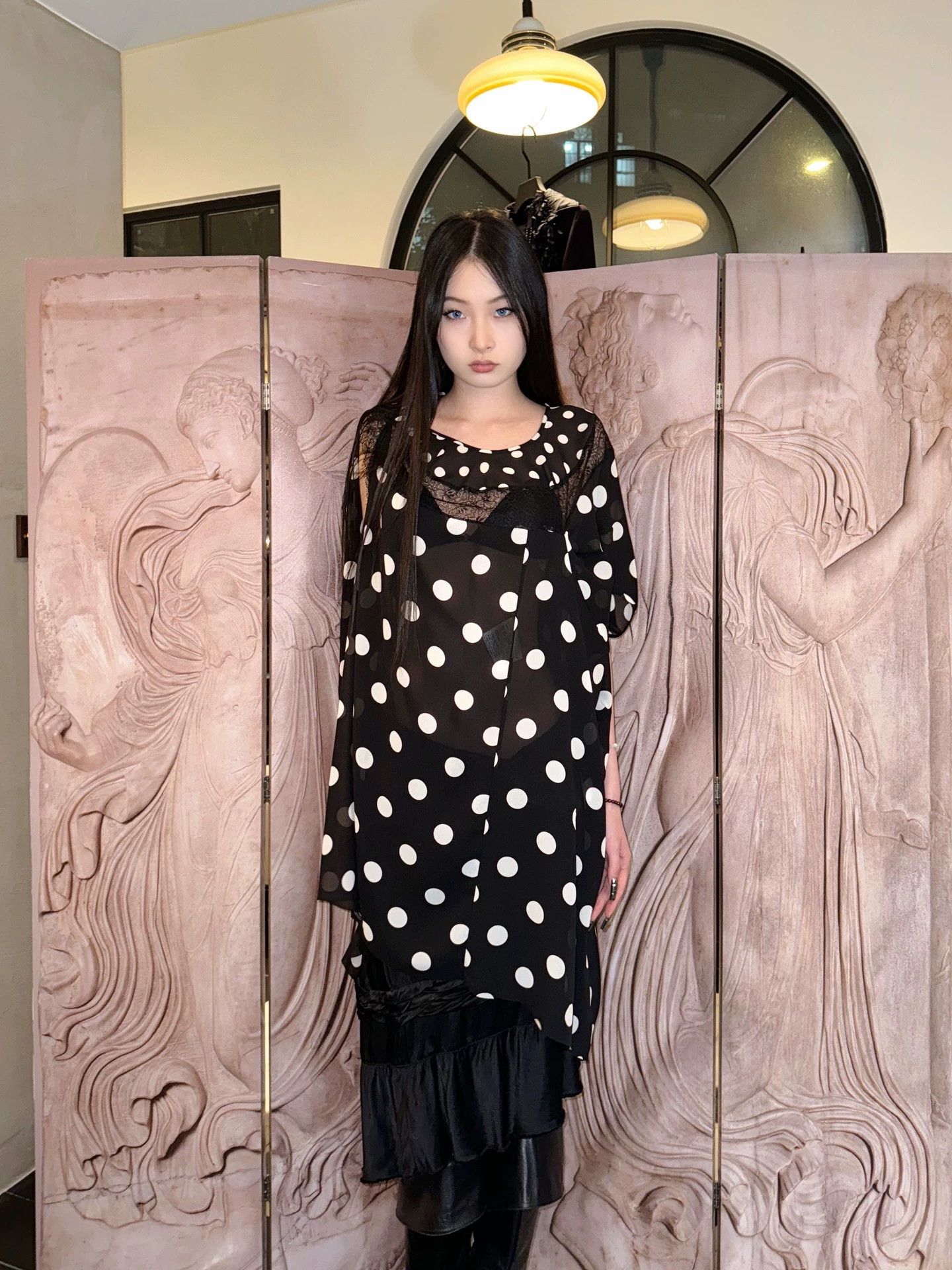 Junya Watanabe J.W. AD2010 Polka Dot Sheer Lace Irregular Dress S Size S / US 4 / IT 40 - 6 Thumbnail