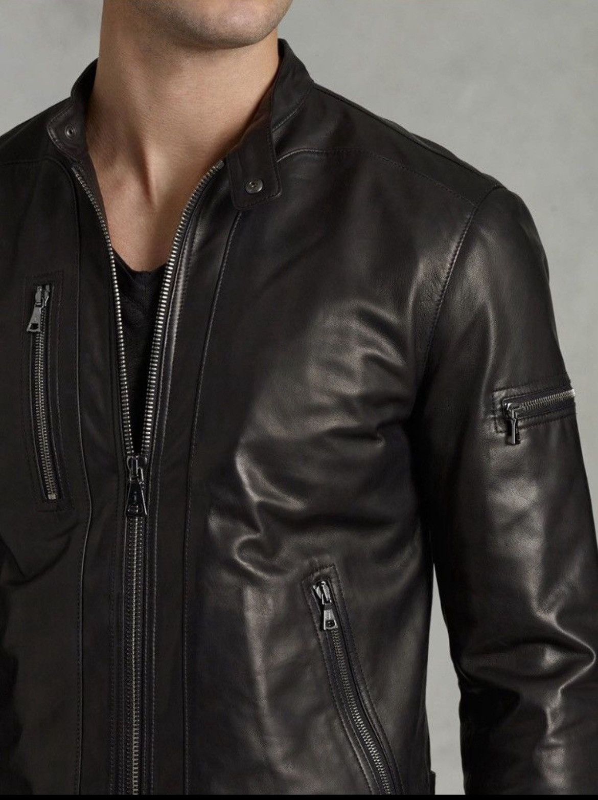 John Varvatos Lambskin Leather Moto Jacket EU 54 USA 44 Size US L / EU 52-54 / 3 - 4 Thumbnail
