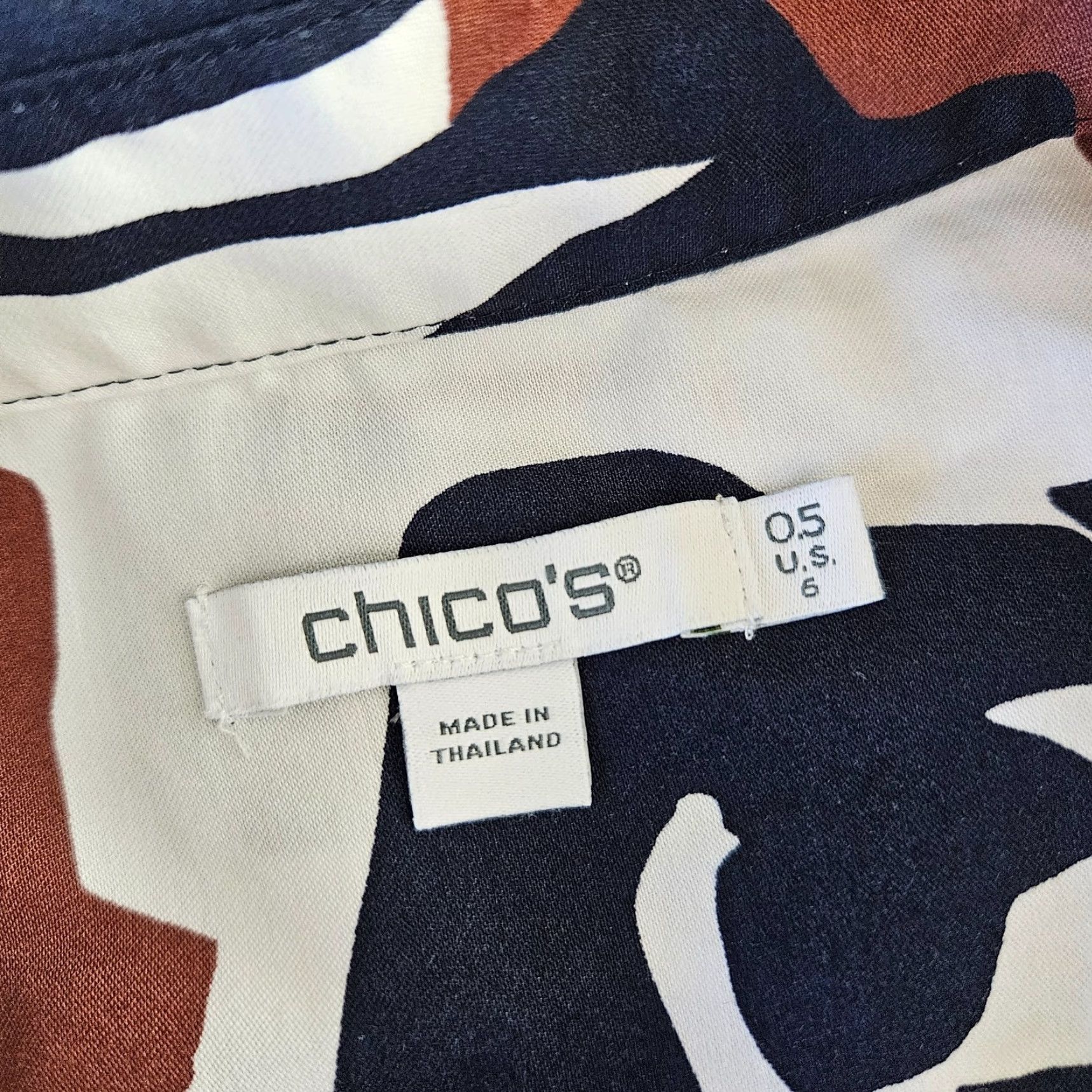 Vintage Chico's Button-Up Top Womens Sz 6 Brown Blue Long Sleeve Cotton Blend Shirt Casual Regular Womens Size M / US 6-8 / IT 42-44 - 5 Thumbnail