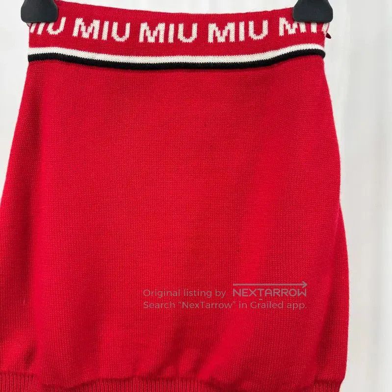 Miu Miu Miu Miu Red Cotton Logo Embroidered Skirt . Size 23" - 3 Thumbnail
