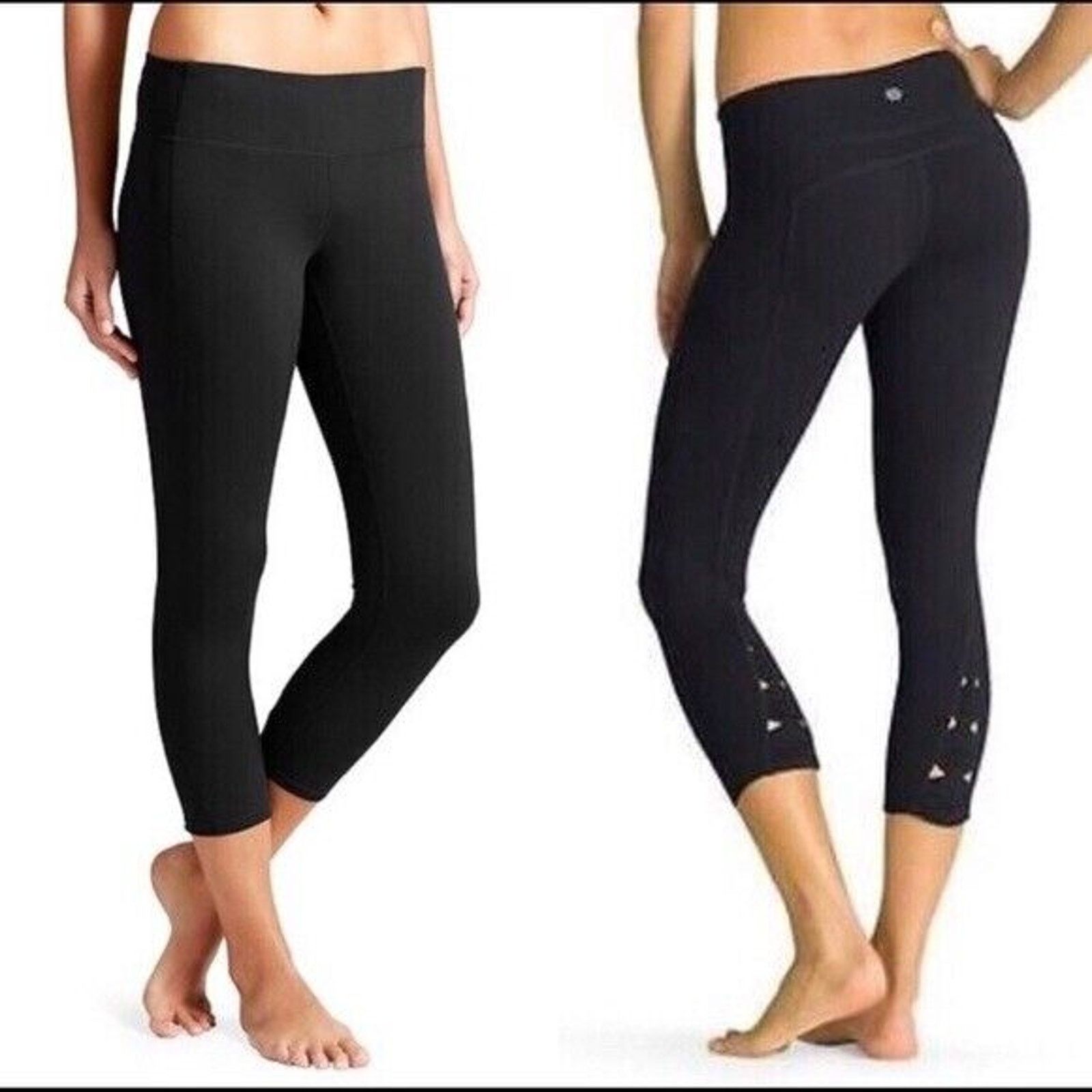 Other Athleta Power Lace Calf Capri Yoga Leggings Black Womens XS Size 23" - 8 Thumbnail