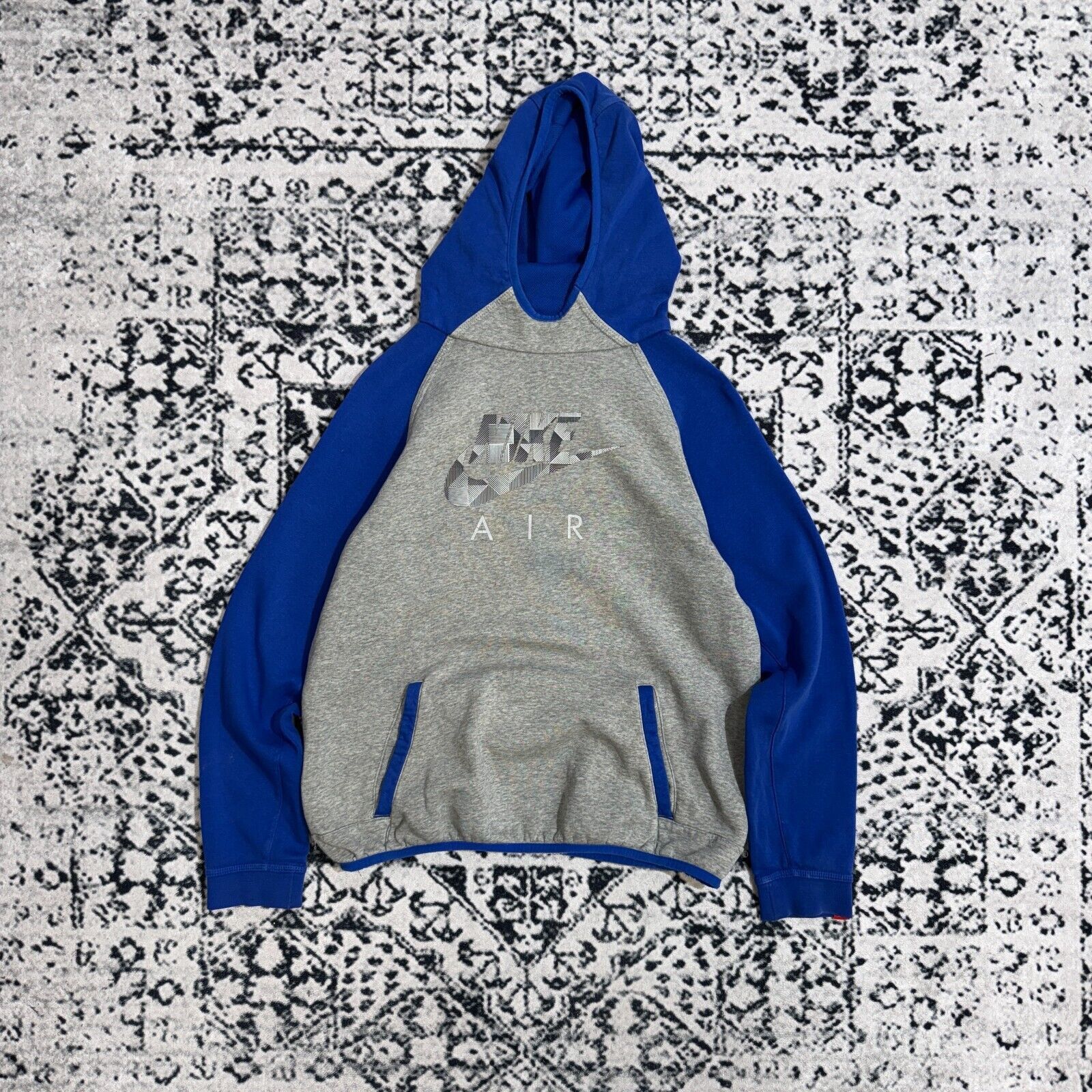 Nike × Vintage Vintage Nike Blue Gray Cotton Hoodie Size S Tech Fleece 90s Size US S / EU 44-46 / 1 - 1 Thumbnail