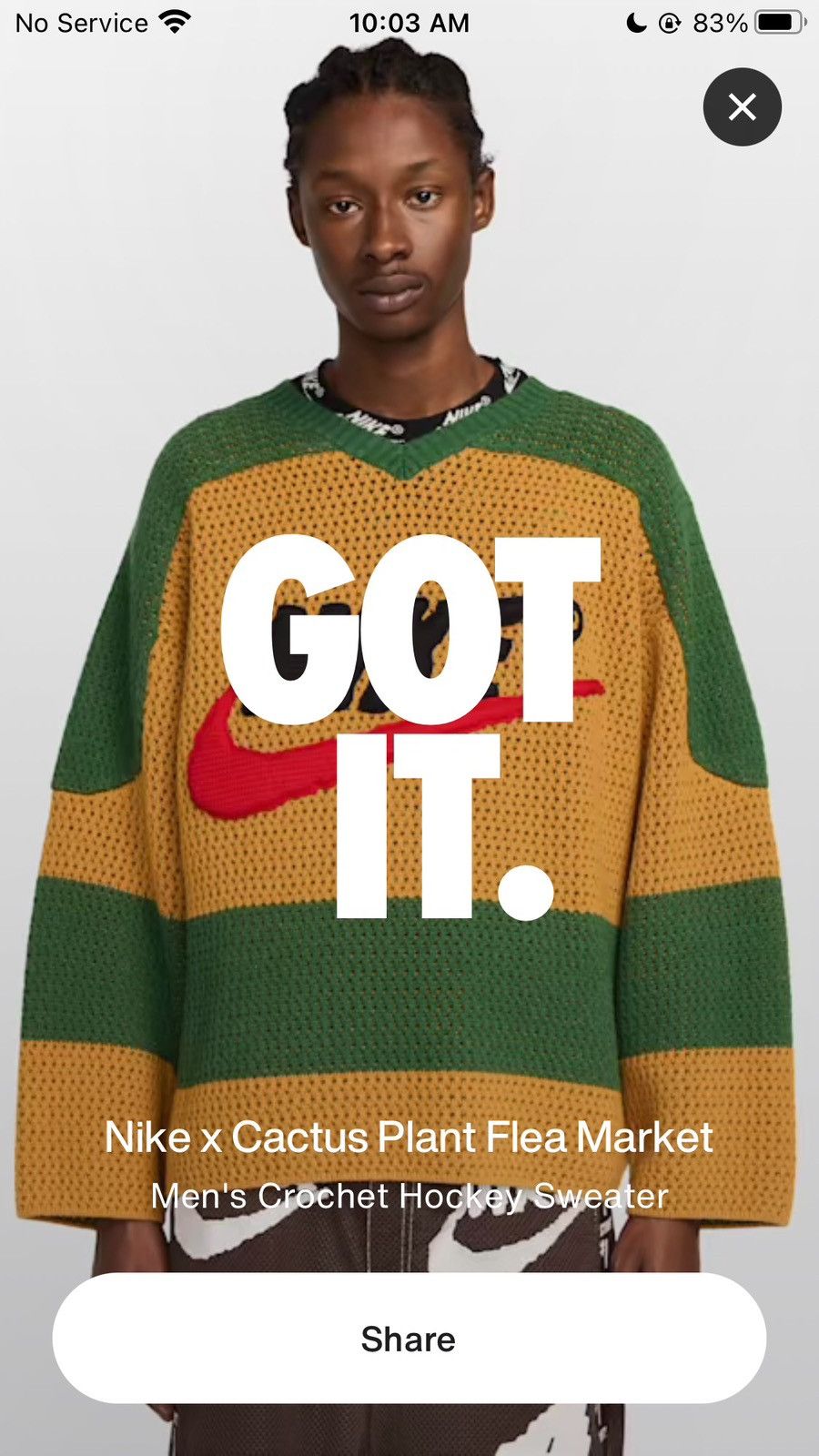 Cactus Plant Flea Market Nike x CPFM Crochet Hockey Sweater | Grailed