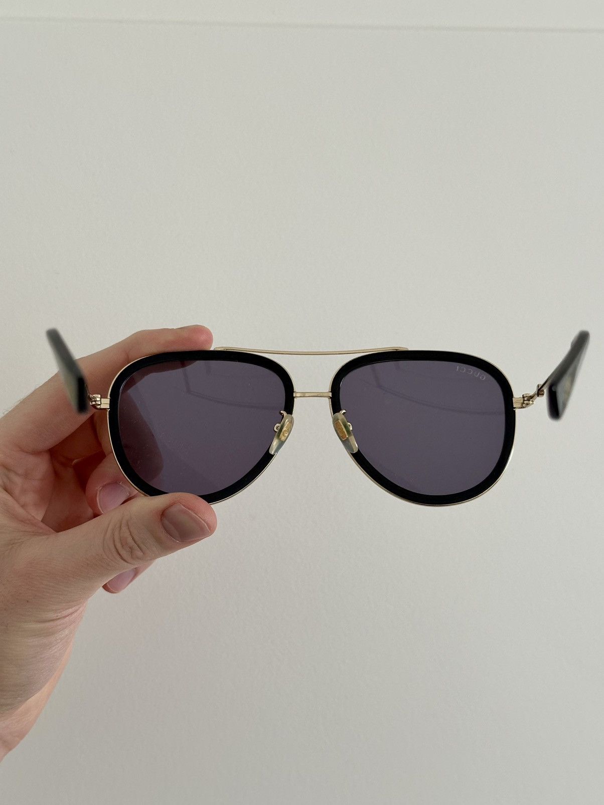 Gucci Gucci Aviator Pilot Sunglasses Gold Black 57mm Size ONE SIZE - 9 Thumbnail