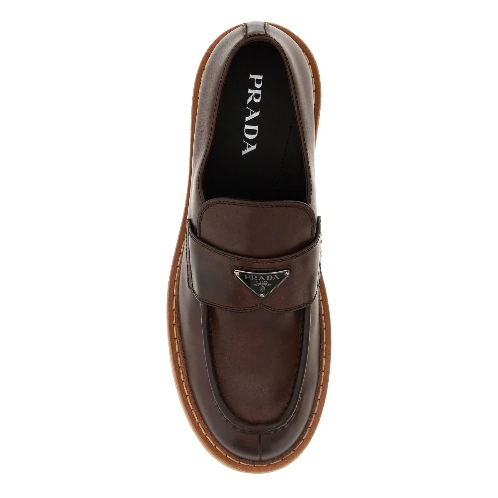 Prada PRADA Brown Leather Loafers New And Authentic (Men's size:7; Size US 7 / EU 40 - 4 Thumbnail