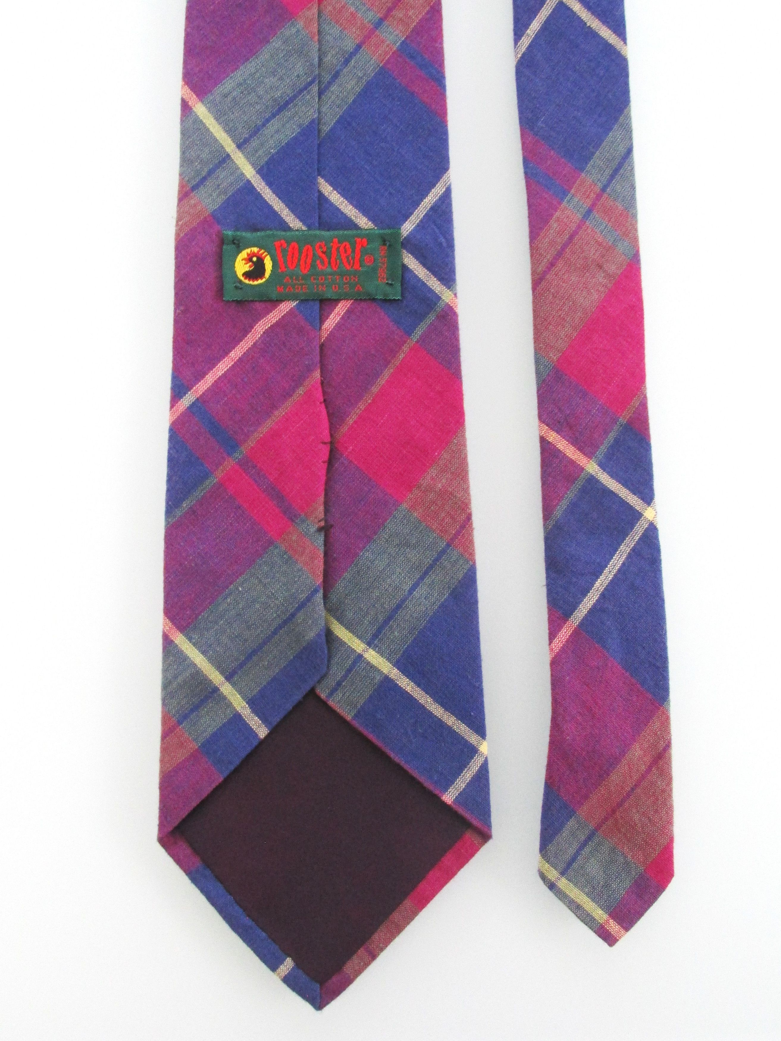 Vintage Rooster Vintage Men's Cotton Plaid Ties Size ONE SIZE - 4 Thumbnail