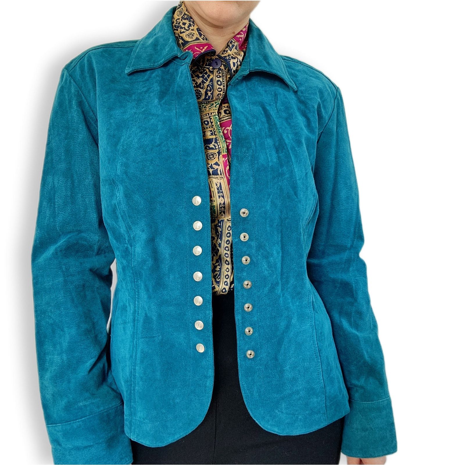 Other Vintage Y2K Blue Suede Leather Jacket Live a Little L Size L / US 10 / IT 46 - 1 Thumbnail