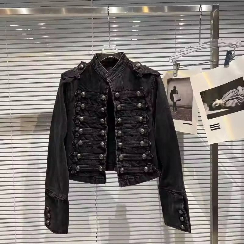 Japanese Brand Vintage Military-Inspired Denim Jacket – Bold