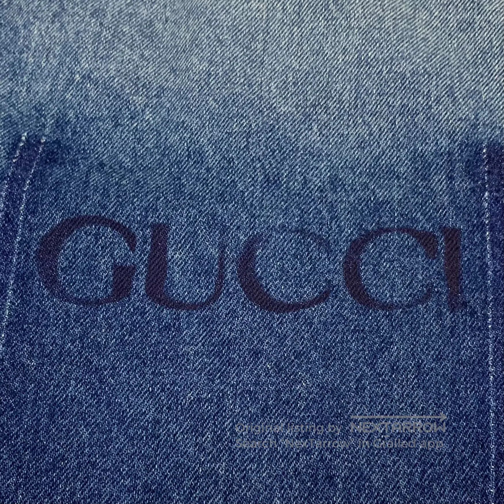 Gucci Guicci Blue washed logo lettering printed cotton button-do Size M / US 6-8 / IT 42-44 - 5 Thumbnail