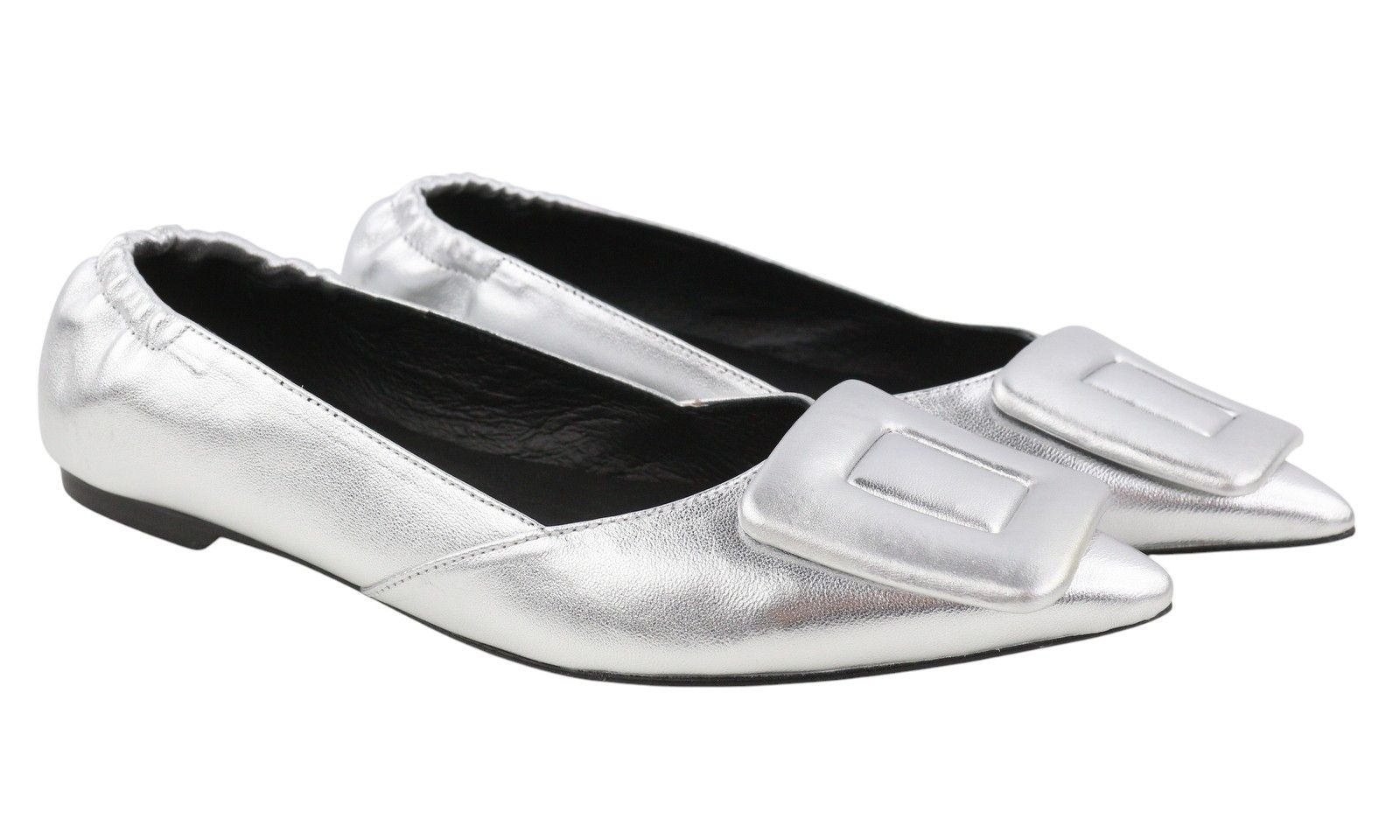 Other BIBI LOU BOCHUM EU37 Silver Leather Pointed Flats 87561 Size US 6 / IT 36 - 2 Thumbnail