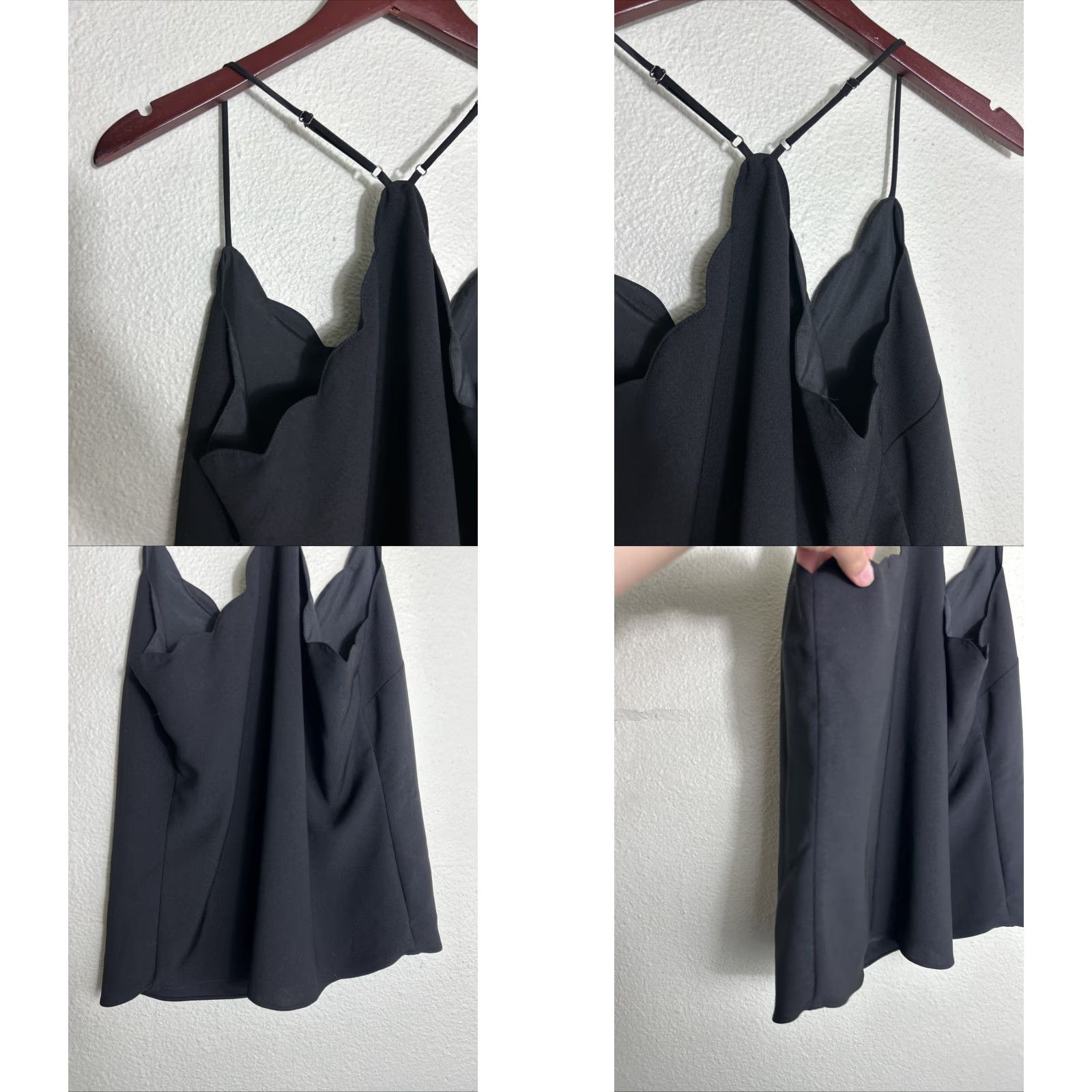 J.Crew J.CREW Cami Top Women 10 Black Scalloped Racerback Lined Tank G3367 Size L / US 10 / IT 46 - 9 Thumbnail