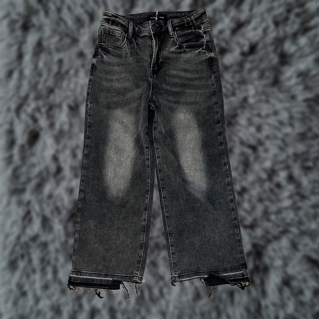 Vintage Risen Jeans High Rise Crop Wide Leg Raw Step Hem 26 Size 26" / US 2 / IT 38 - 1 Thumbnail