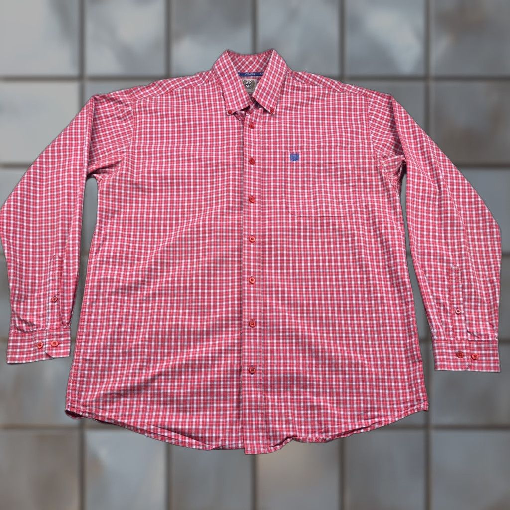 Vintage Cinch Shirt Mens Medium Red Plaid Long Sleeve Button-Up Western Casual Cowboy Shirt Size US M / EU 48-50 / 2 - 1 Thumbnail