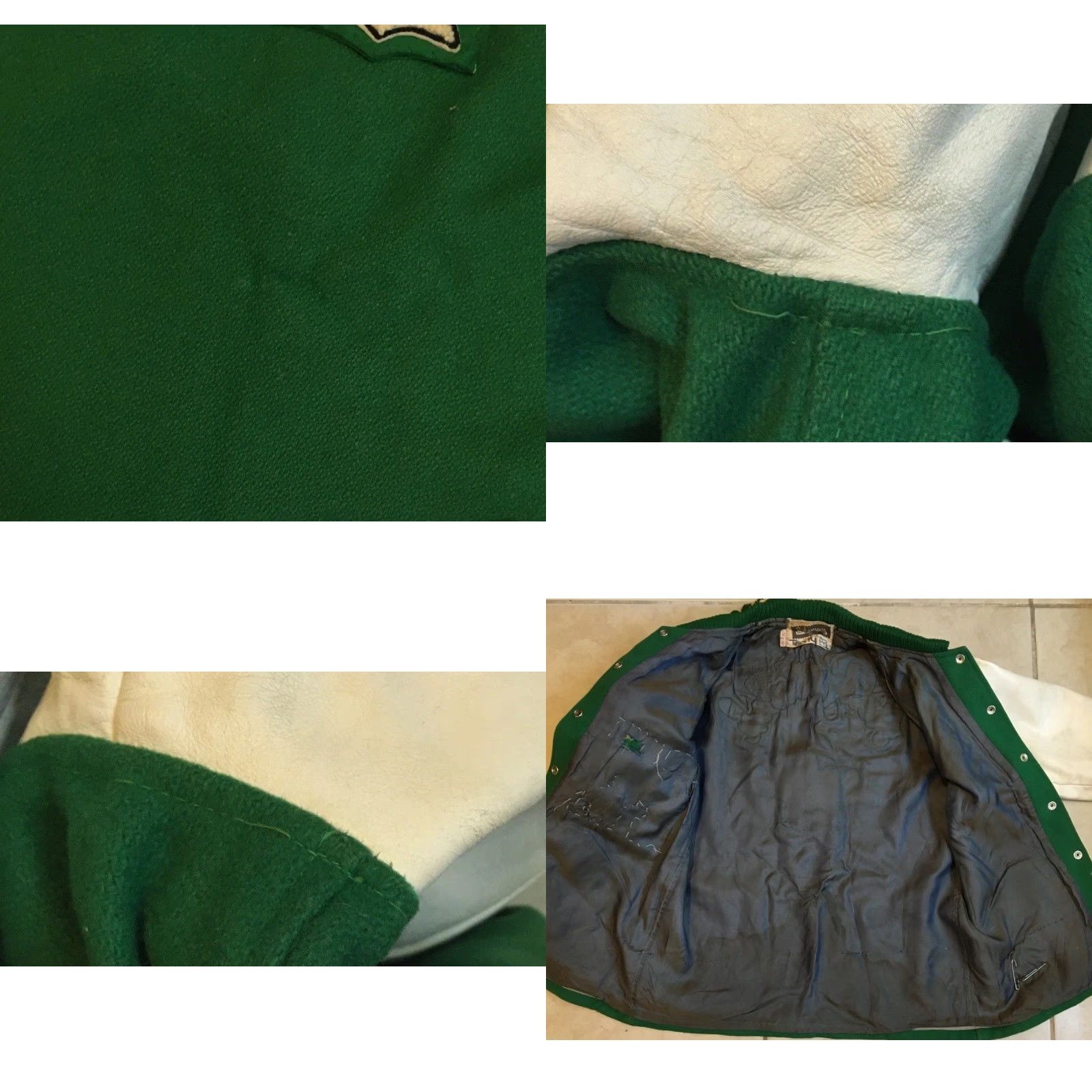Vintage Vtg 70s Faded Varsity Letterman Jacket S USA School Football Track PE Grunge 80s - Physical Education Jacket Mens Wool Green Size US S / EU 44-46 / 1 - 10 Thumbnail