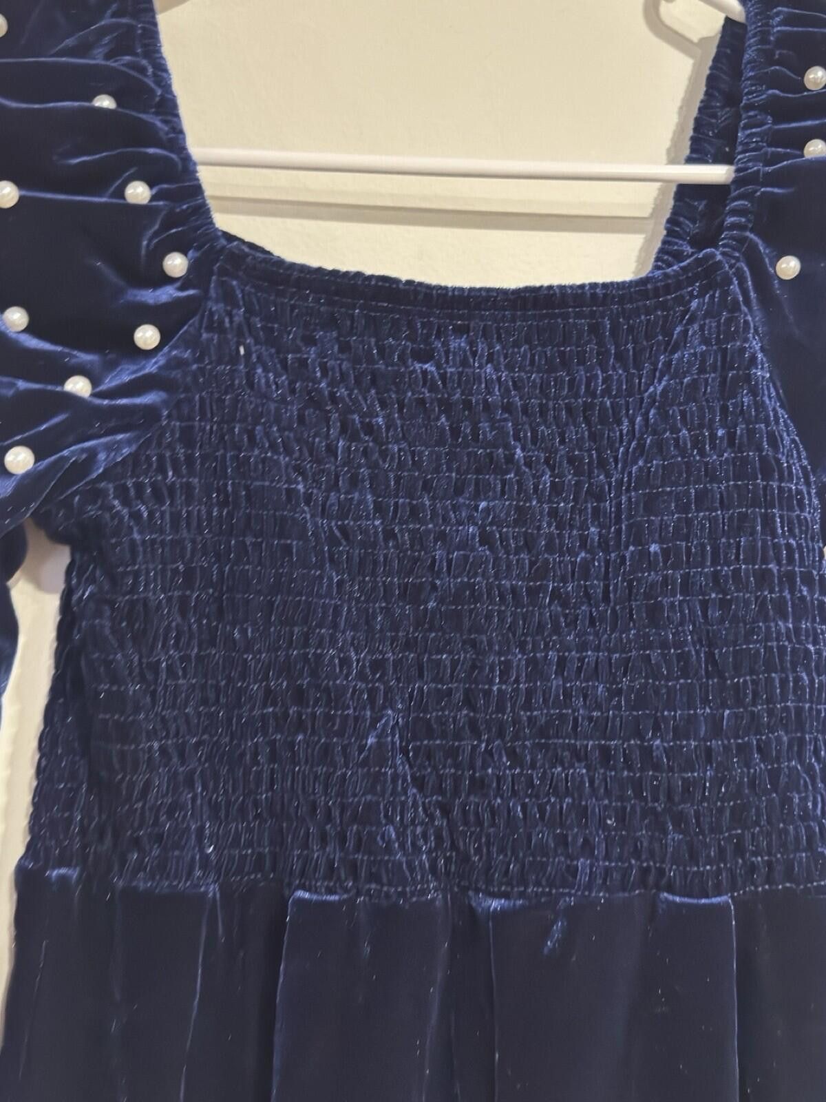 Other Girls Velvet Pearl Beaded Wide Leg Jumpsuit Square Neck(10Y) Size 30" / US 8 / IT 44 - 10 Thumbnail