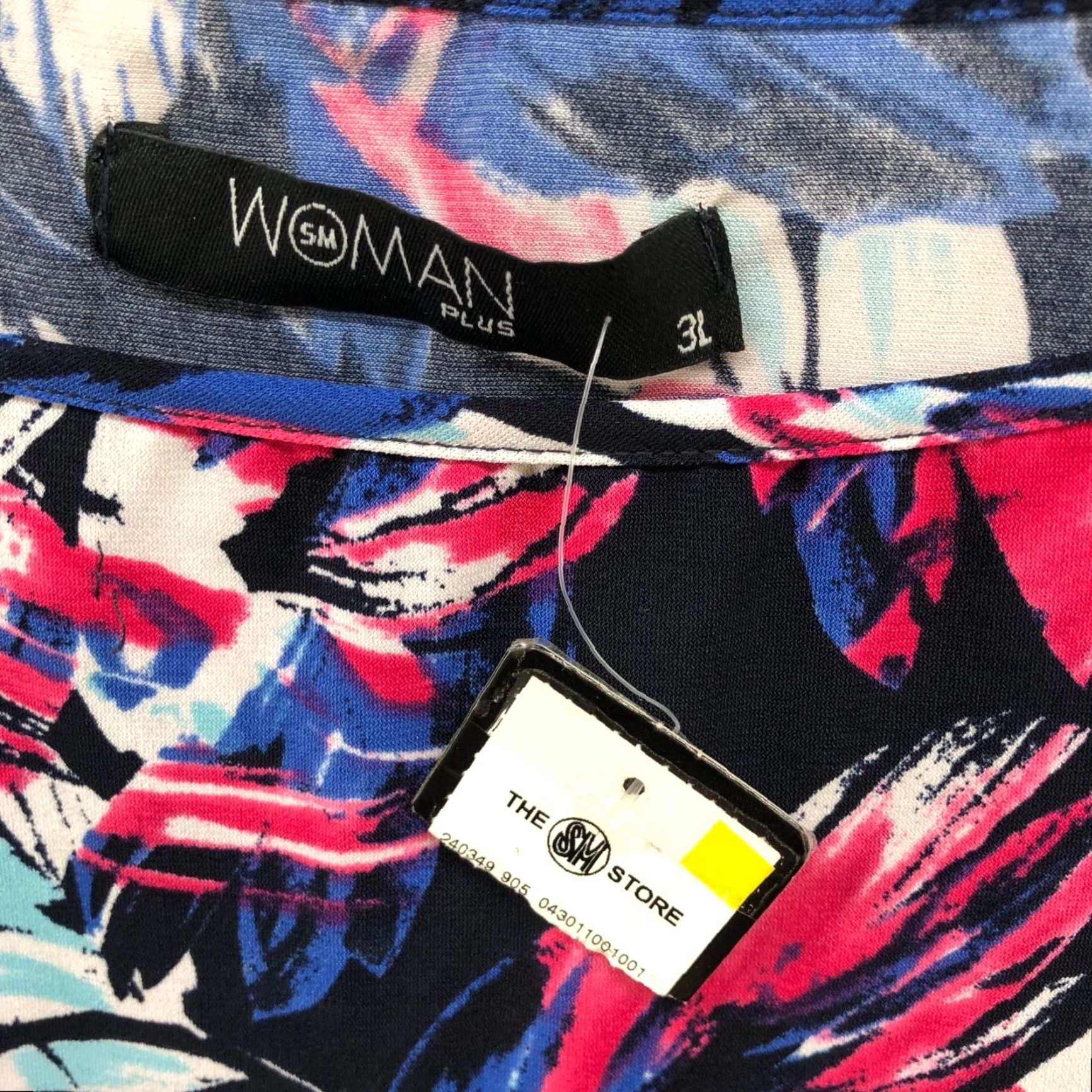 Vintage NWT SM Store Womens Plus Size 3X Cold Shoulder Top Blue Pink Floral Jersey Tropical Shirt Size XXL / US 16-18 / IT 52-54 - 5 Thumbnail
