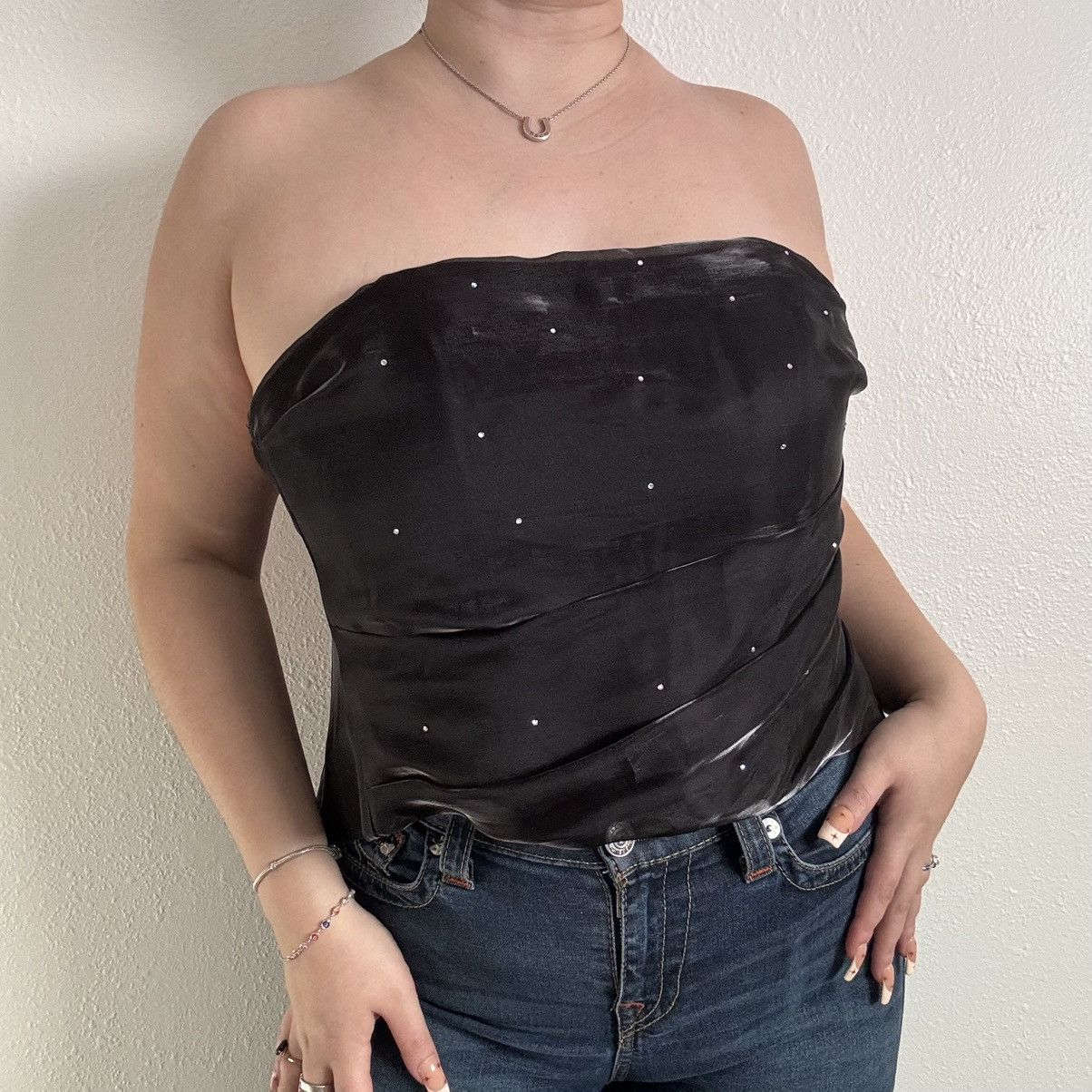 Vintage ASPEED Vintage Black Tulle Rhinestone Stapless Corset Top Size M / US 6-8 / IT 42-44 - 1 Thumbnail