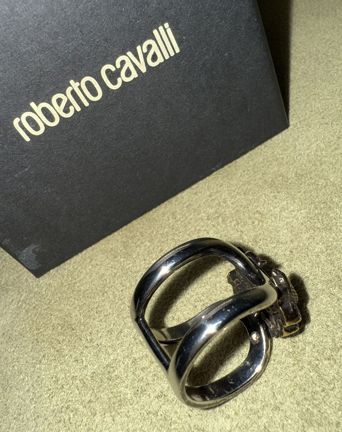 Roberto Cavalli Roberto Cavalli Monogram Serpent Ring, size 9, silver/gold Size ONE SIZE - 7 Thumbnail