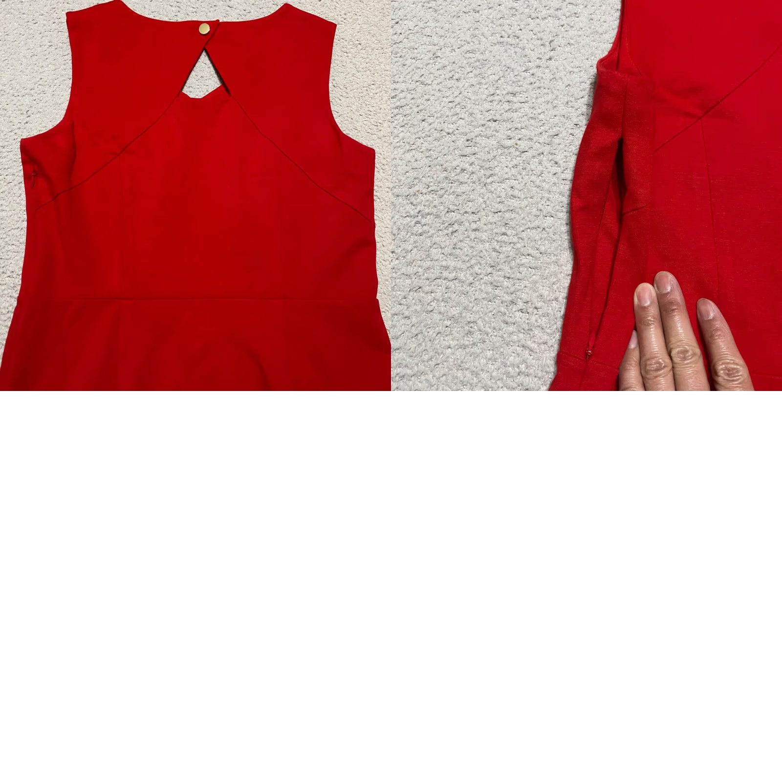 Talbots Talbots Womens Dress 8 Red Sleeveless V-Neck Knee Length Solid Pockets Sheath Nylon Rayon Spandex Size M / US 6-8 / IT 42-44 - 8 Thumbnail