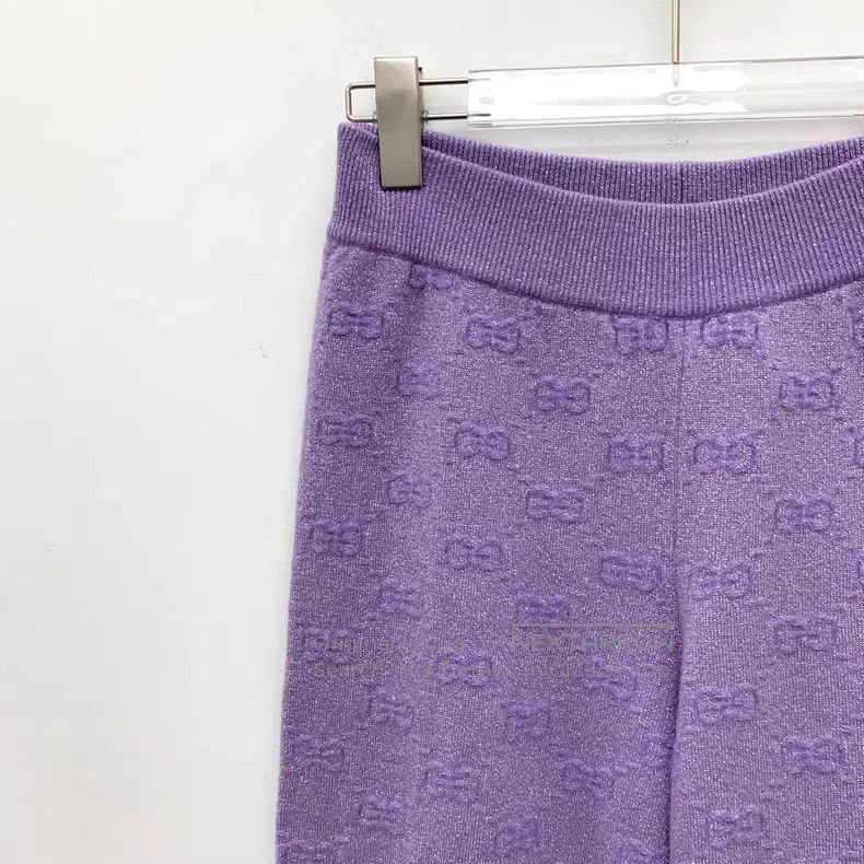 Gucci Gucci Size S Purple logo jacquard full print wool leg casua Size 42" / US 20 - 3 Thumbnail