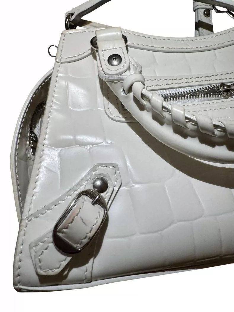 Balenciaga Balenciaga Mini City Bag in White Crocodile Leather-2506 Size ONE SIZE - 3 Thumbnail