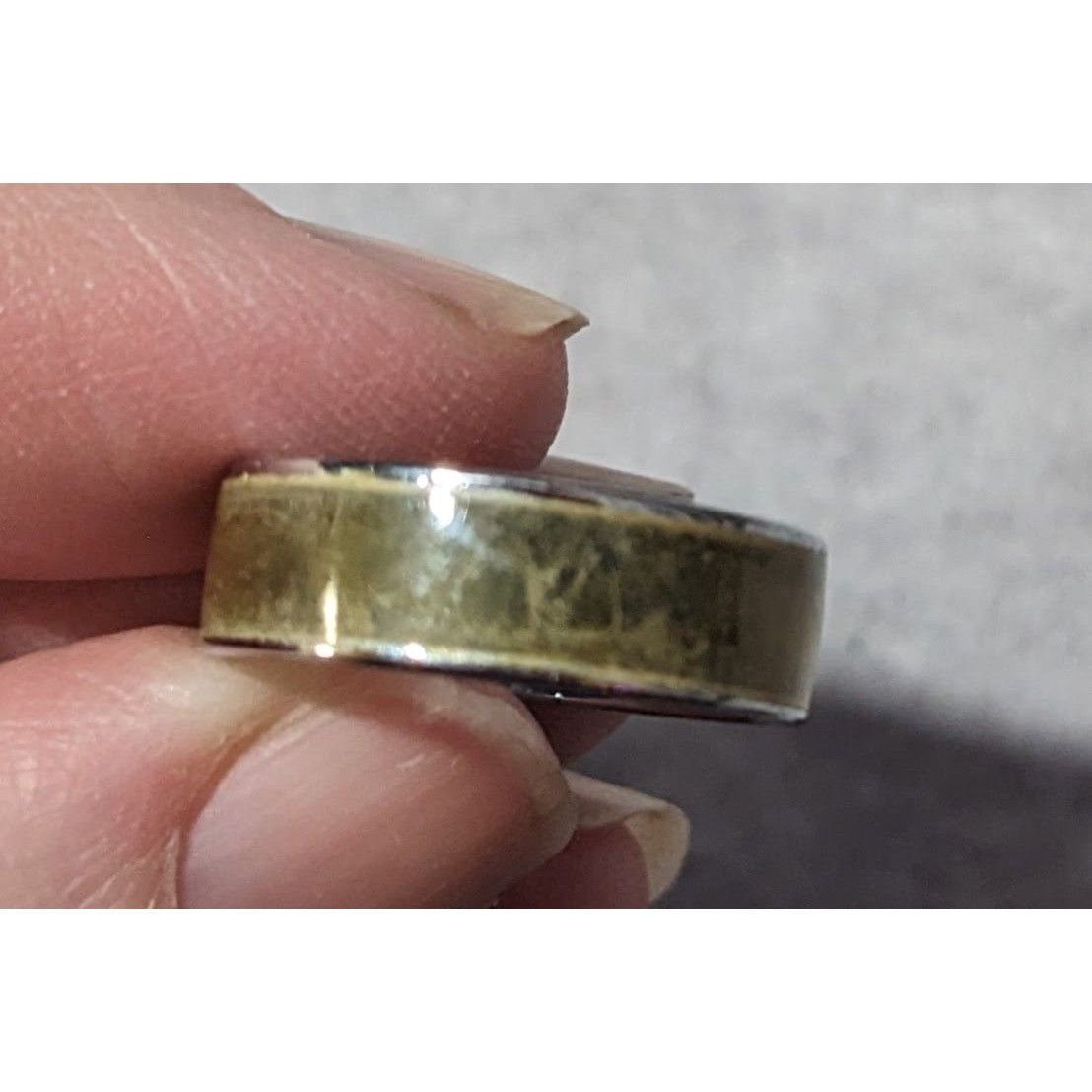 Other Casual Grunge Silver Tone Crackled Green/Brown Inlay Ring Si Size ONE SIZE - 9 Thumbnail