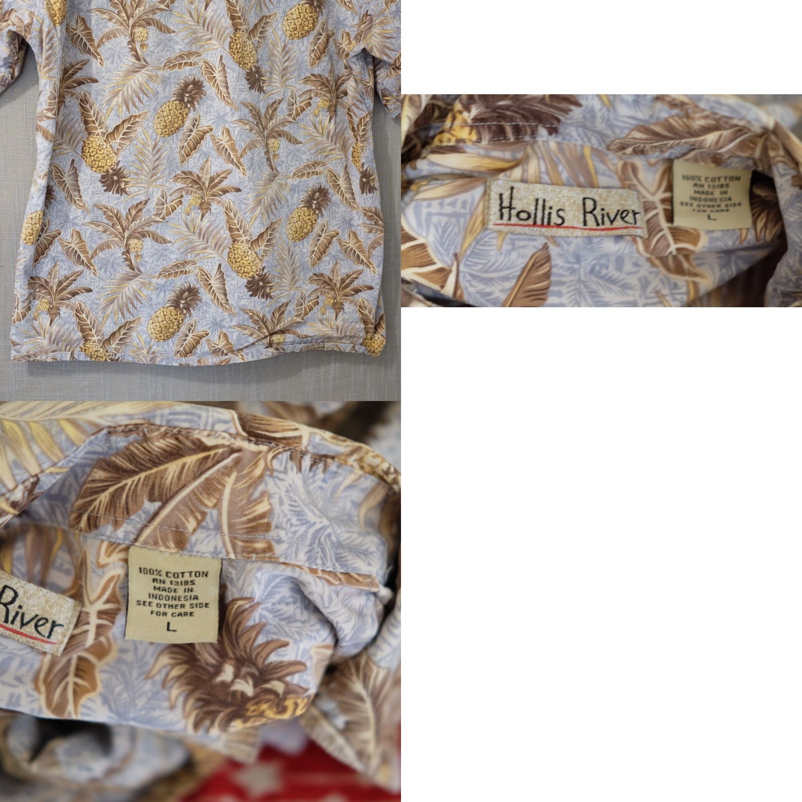 Vintage Hollis River Short Sleeve Button Shirt Leaves Print 100% Cotton Mens L #A17-22 Size US L / EU 52-54 / 3 - 8 Thumbnail