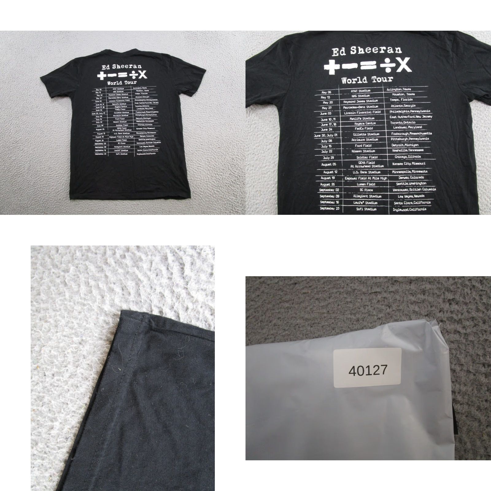 Vintage Ed Sheeran World Tour Concert Shirt M Black Cotton Short Sleeve Crew Neck Double-Sided Stadium Graphic Tee Men Size US M / EU 48-50 / 2 - 8 Thumbnail