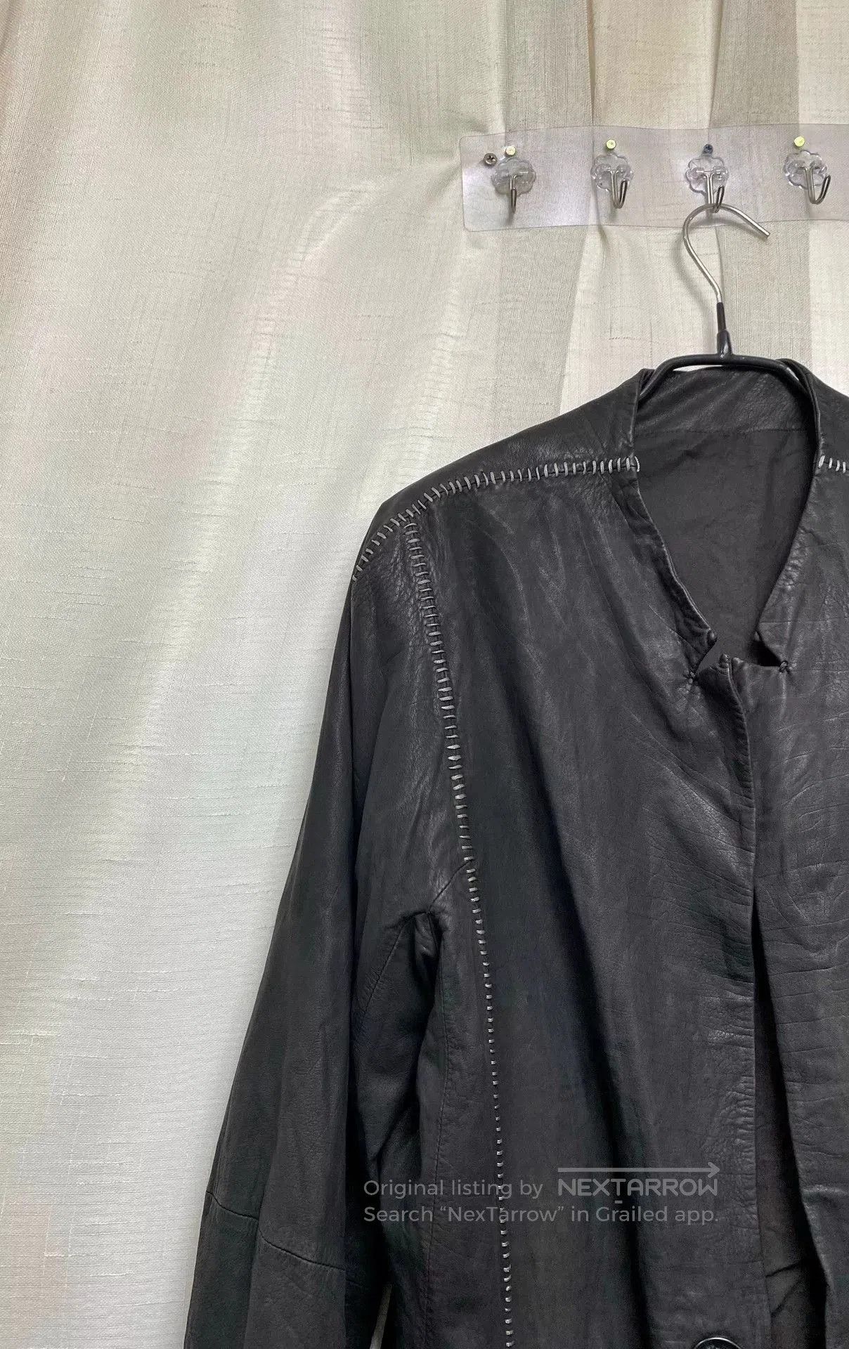 Other Dark Distressed Sheepskin Overlock Stitch Jacket. Size US M / EU 48-50 / 2 - 6 Thumbnail