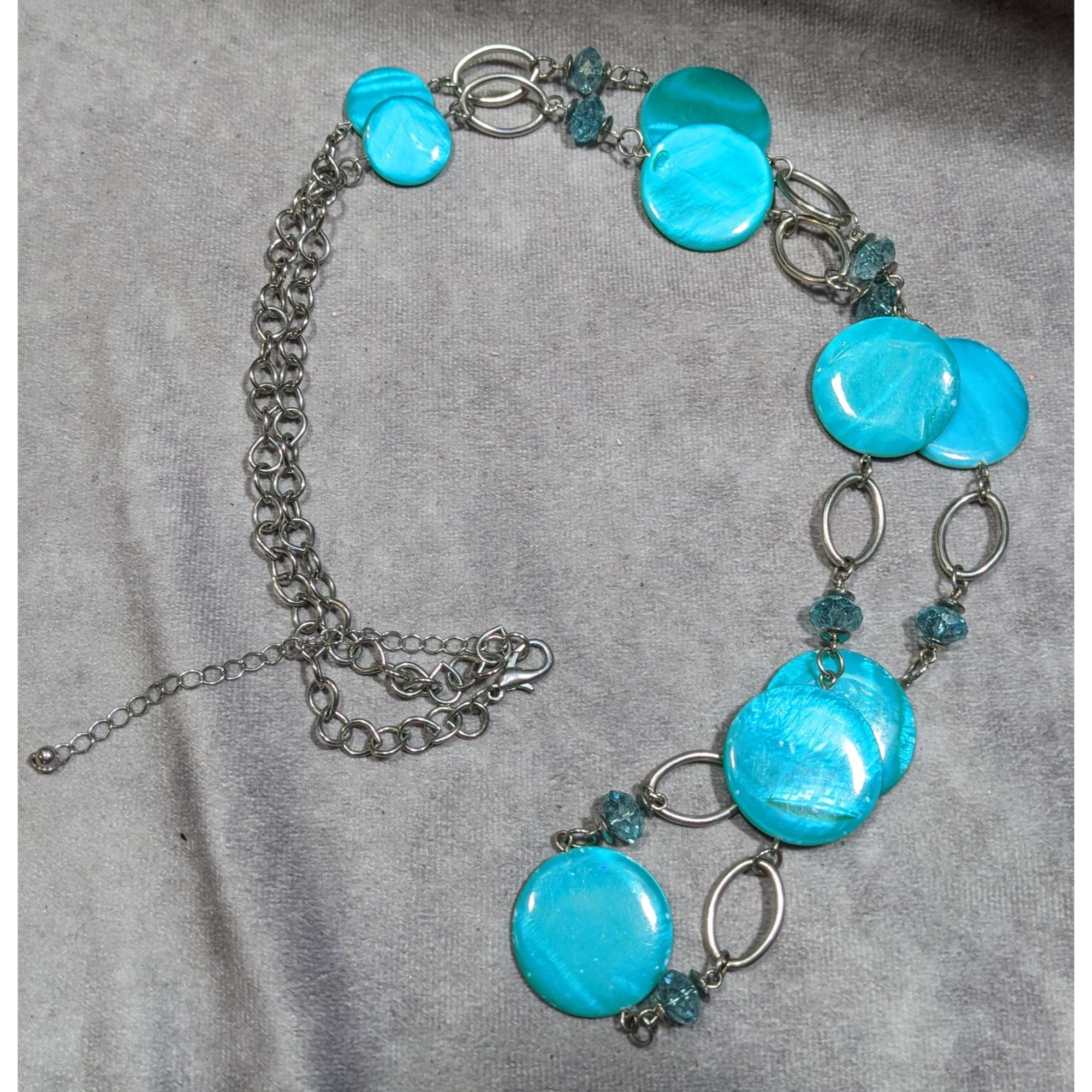 Other Retro Mermaidcore Blue Shell And Glass Station Necklace Size ONE SIZE - 7 Thumbnail
