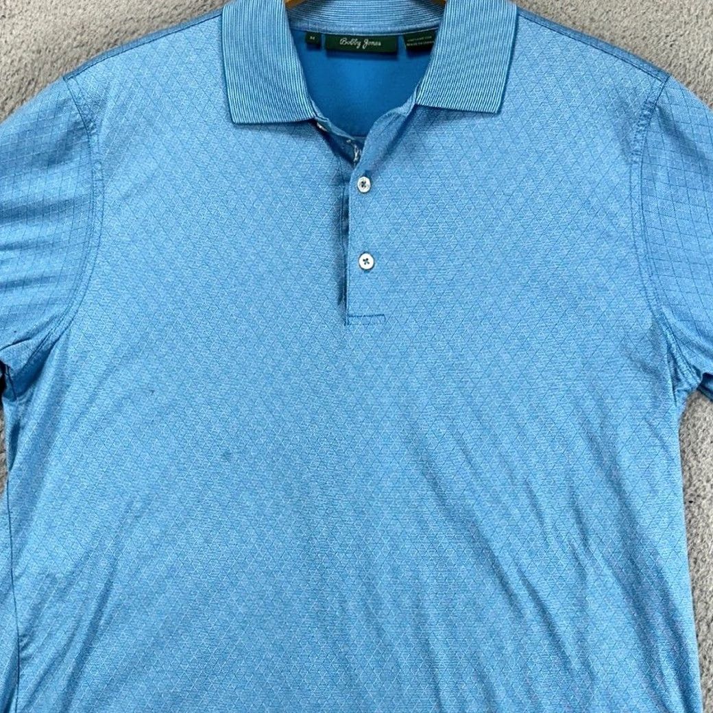 Vintage Bobby Jones Golf Polo Shirt Mens Medium Blue Geometric Casual Rugby Athletic Shirt Size US M / EU 48-50 / 2 - 2 Thumbnail