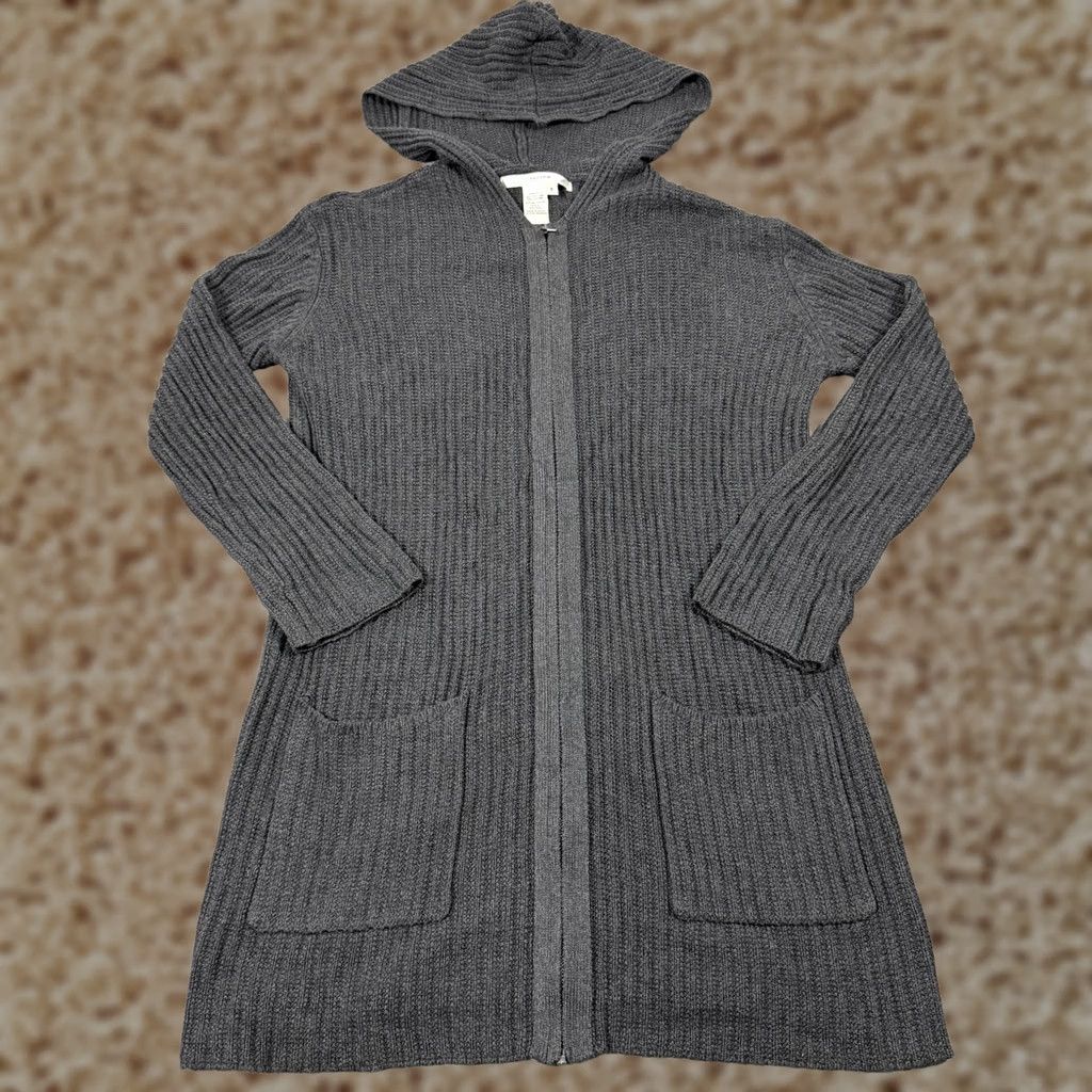 Vintage Studio M Cardigan Sweater Women's Size Small Gray Full-Zip Long Sleeve Stretch Open Zipper 80s 90s Retro Bohemian City Classic Workwear Women Size S / US 4 / IT 40 - 1 Thumbnail