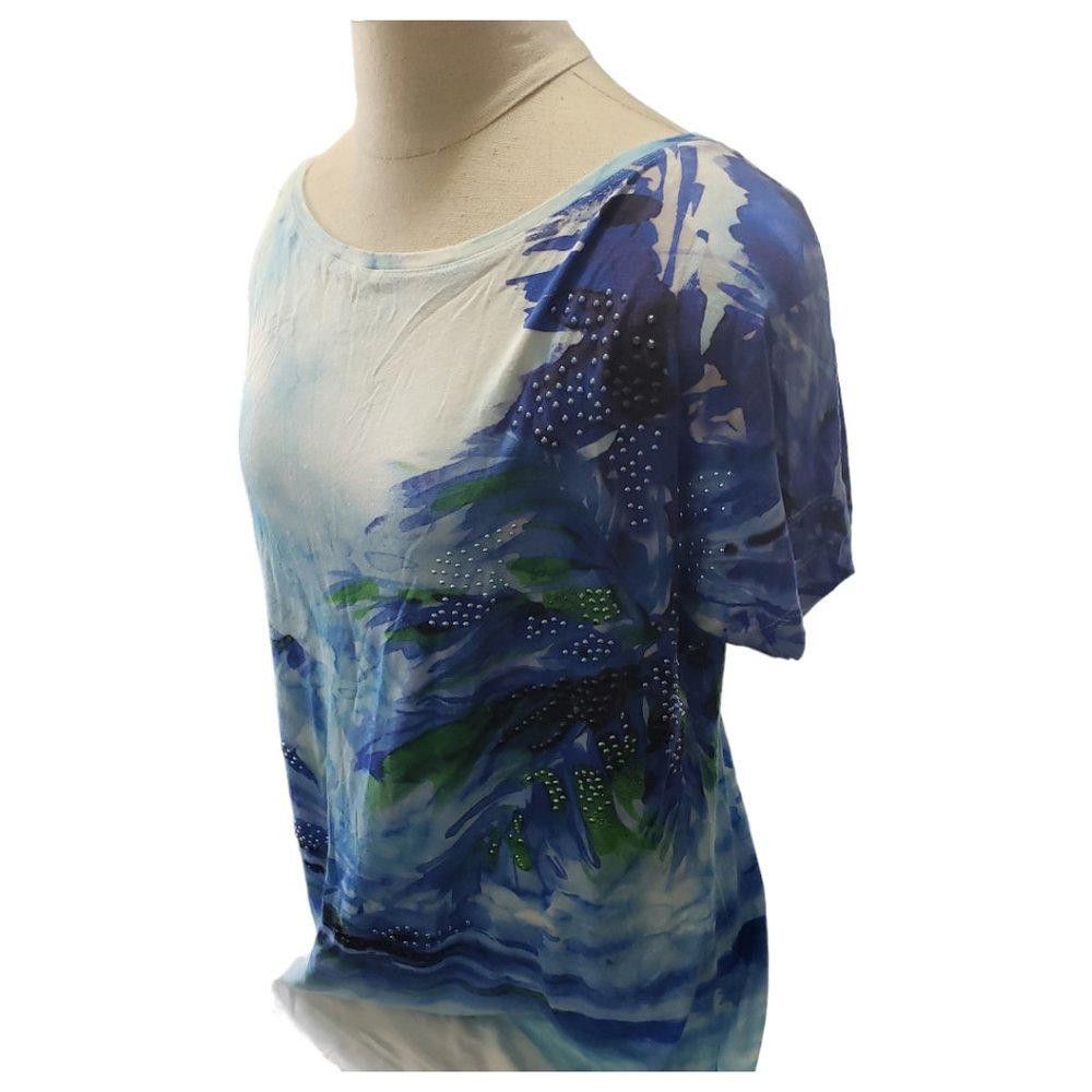 Andrew St. John CT903 St. John Tropical Beach Studded Scoop Neck T-shirt S Size S / US 4 / IT 40 - 2 Thumbnail